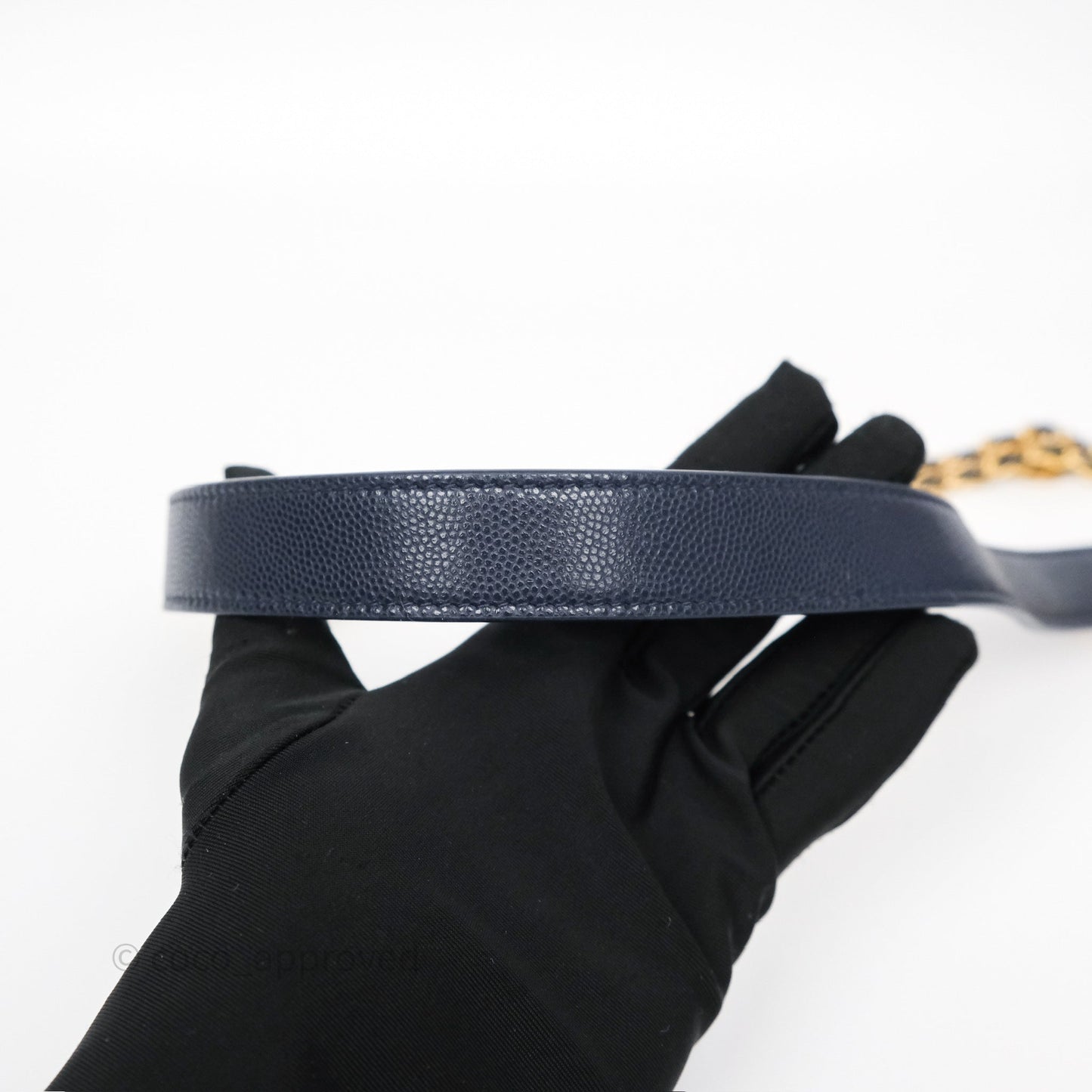 Chanel Twist Your Button Coin Purse With Chain Navy Shiny Caviar