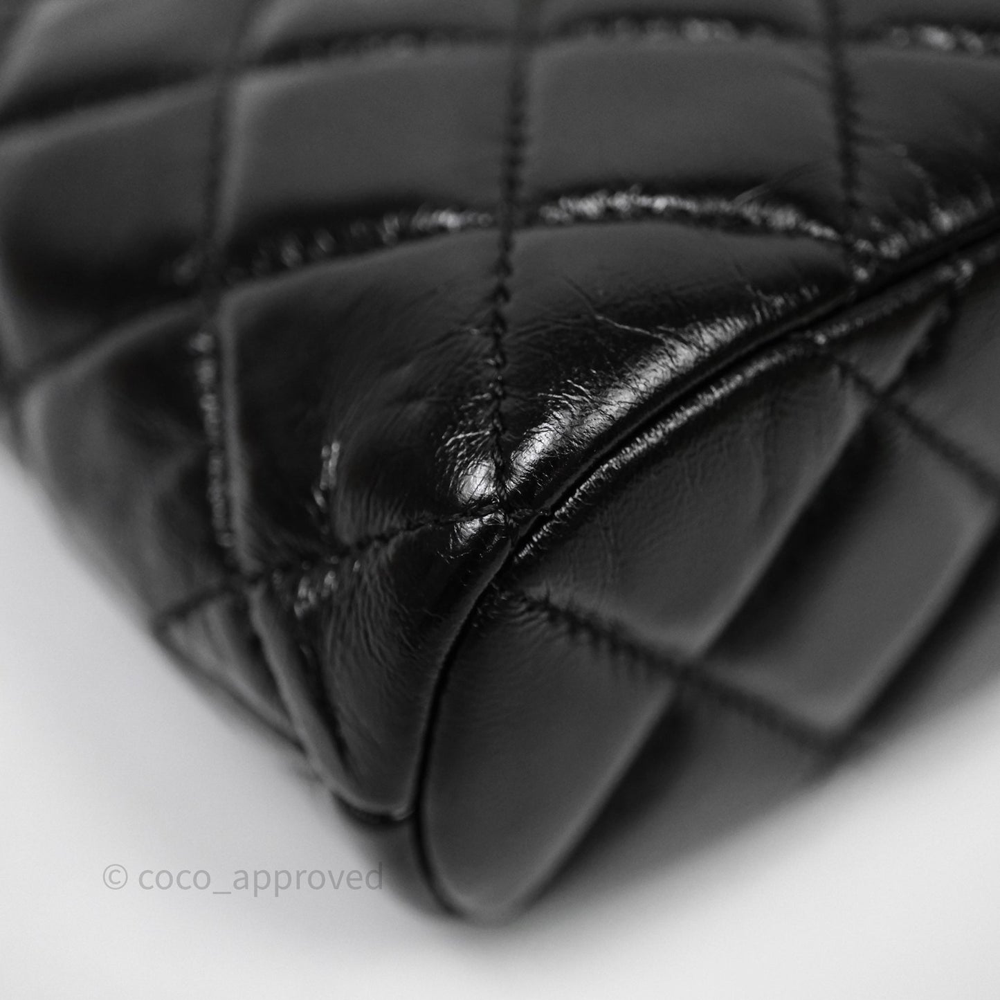 Chanel Handle Clutch with Chain Black Shiny Lambskin Gold Hardware