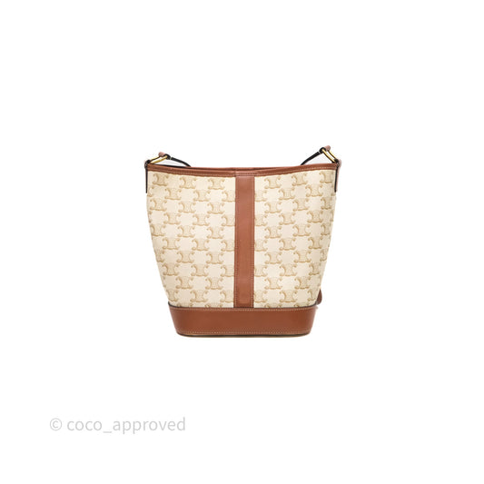 Celine Small Bucket Triomphe Canvas Grege Calfskin