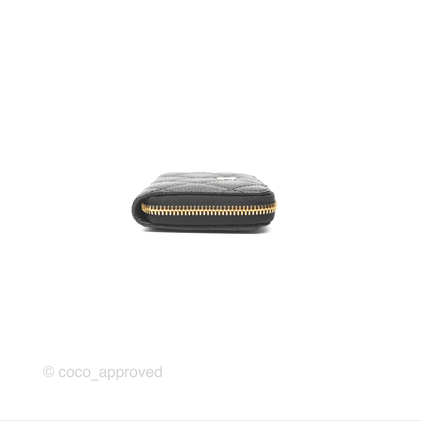 Chanel Classic Zipped Coin Purse Black Caviar Gold Hardware