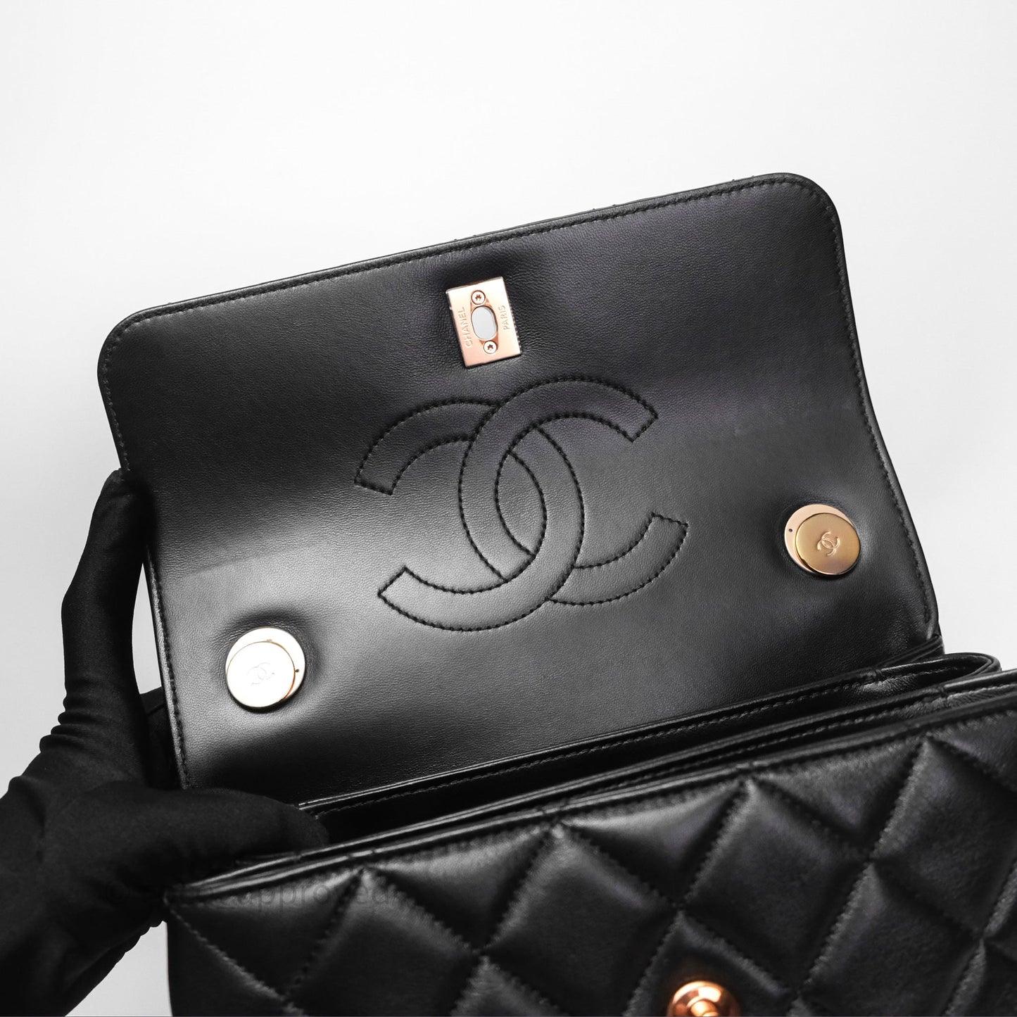 Chanel Trendy CC Small Black Lambskin Rose Gold Hardware