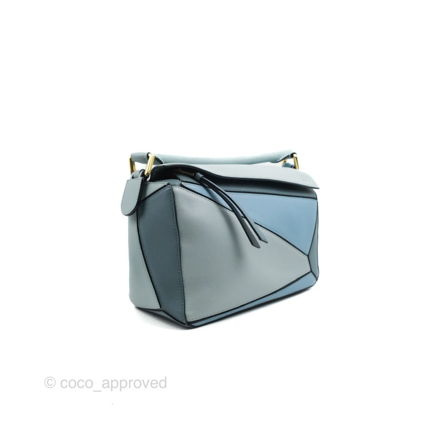 Loewe Small Puzzle Bag Blue Grained Calfskin