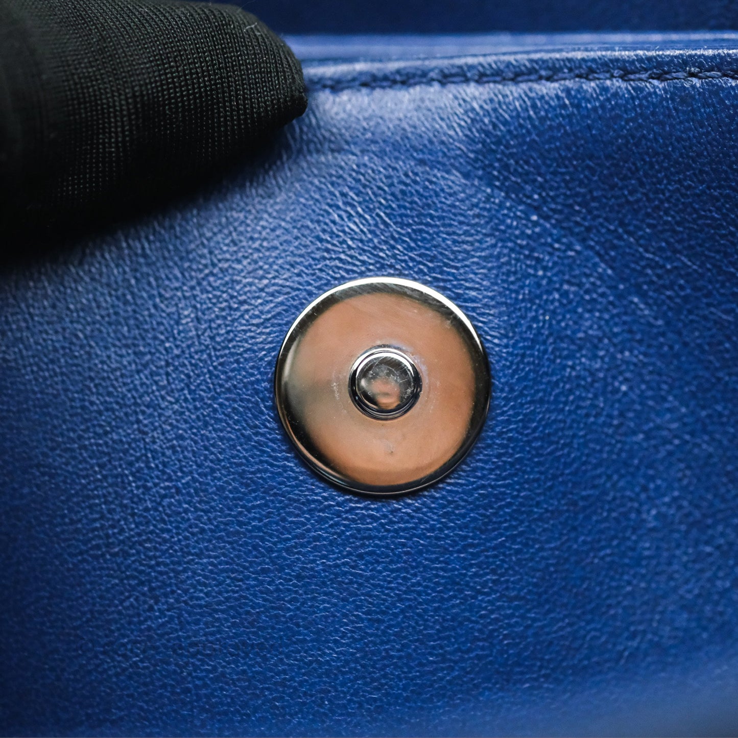 Chanel Quilted Bowling Tote Royal Blue Patent Silver Hardware