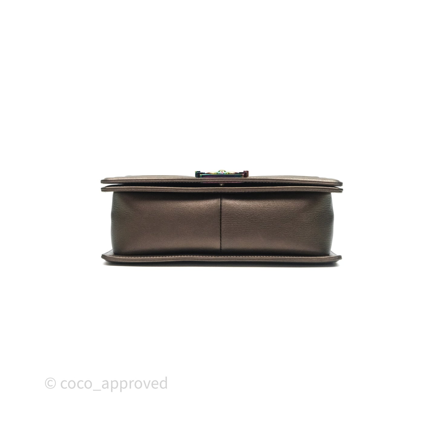 Chanel Quilted Medium Boy Iridescent Bronze Goatskin Rainbow Hardware
