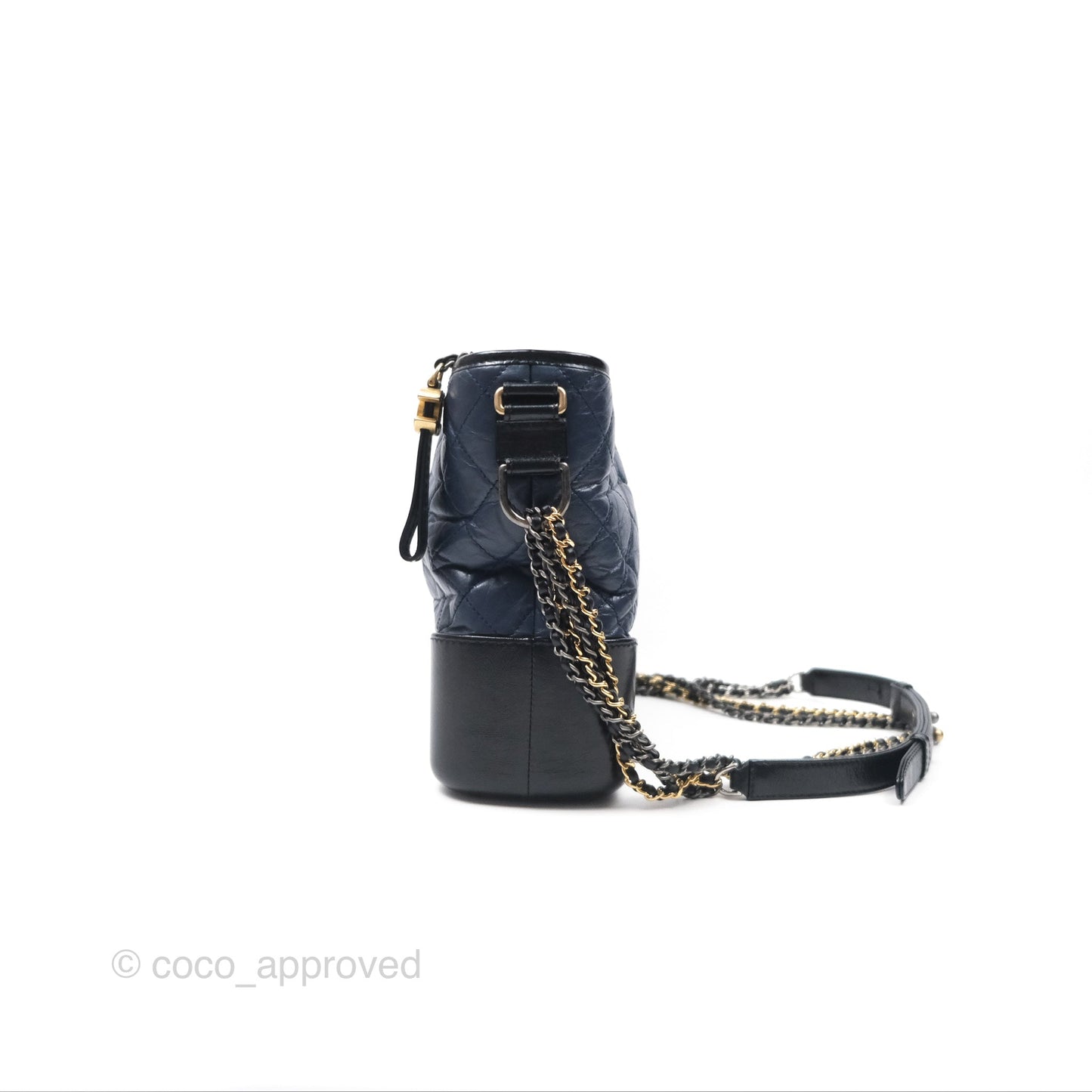Chanel Large Gabrielle Hobo Navy Black Aged Calfskin Mixed Hardware