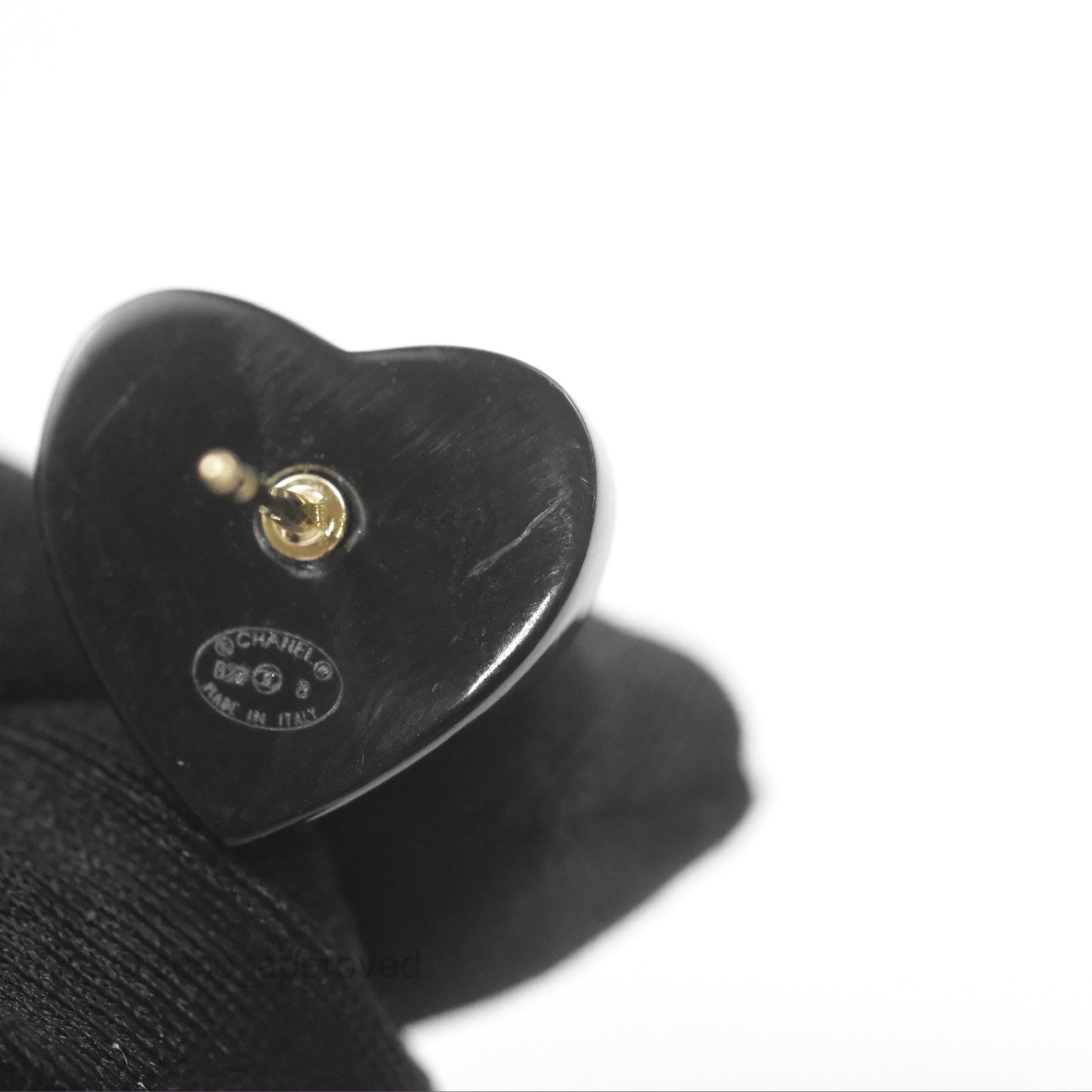 Chanel Crystal CC Black Heart Chain Drop Earrings Gold Tone 22B