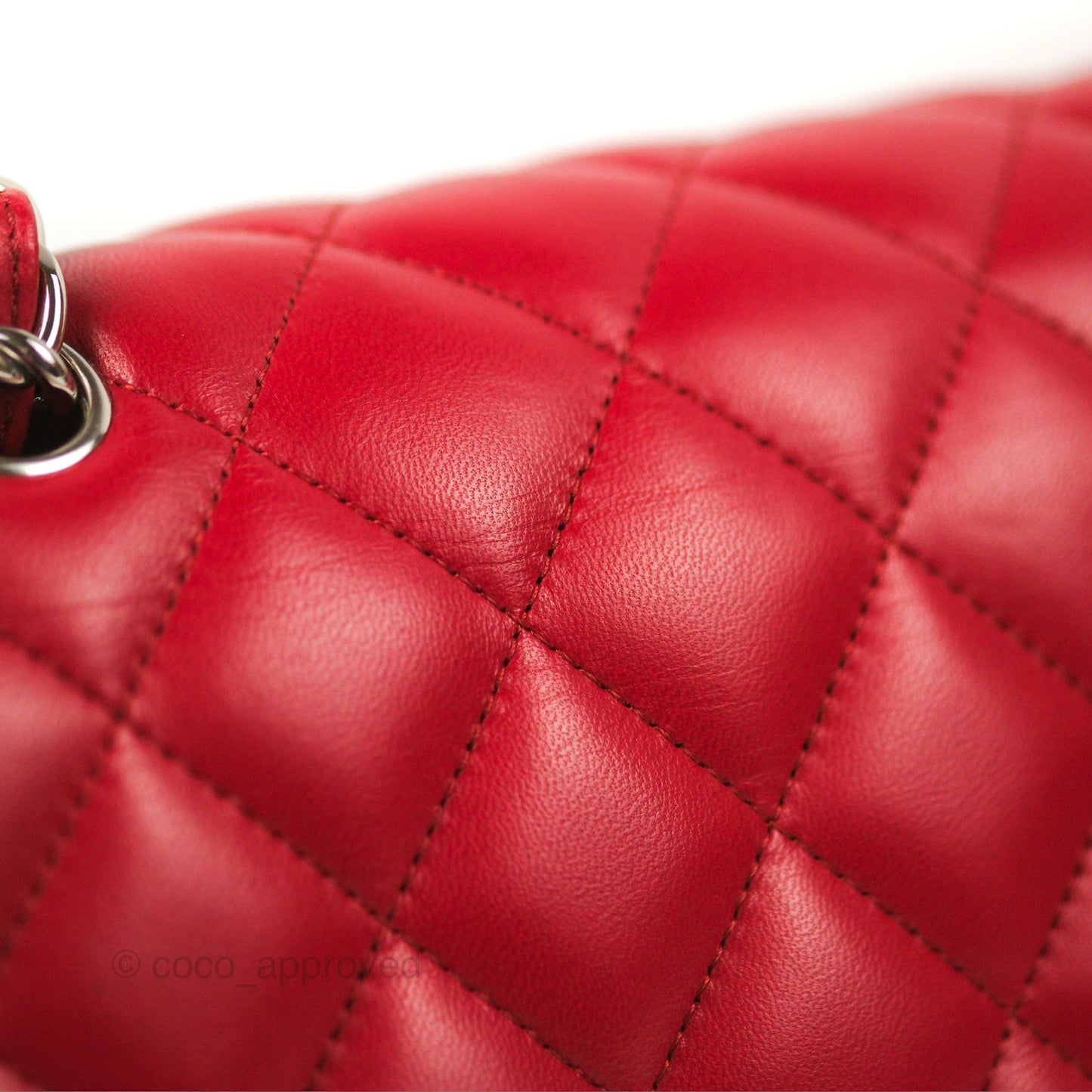 Chanel Jumbo Double Flap Red Lambskin Silver Hardware⁣⁣