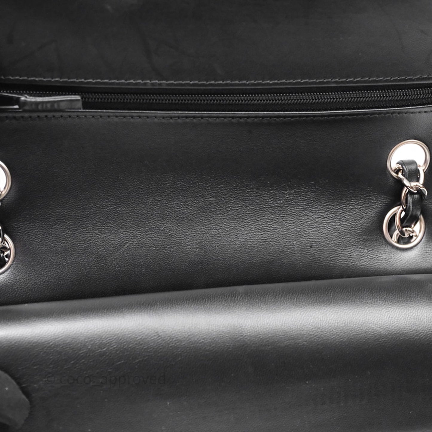 Chanel Small Classic Chevron Flap Black Lambskin Silver Hardware