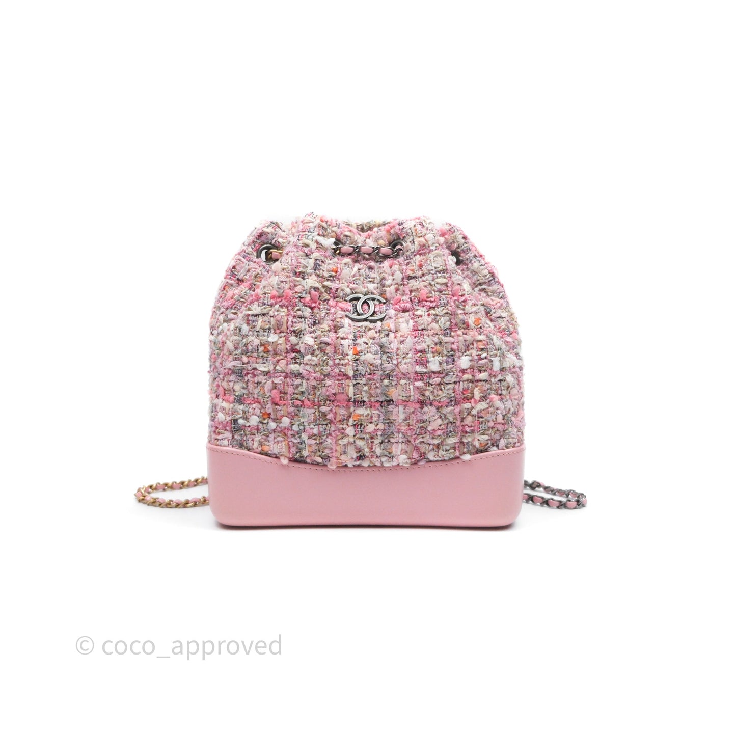 Chanel Gabrielle Small Backpack Pink Tweed Aged Calfskin