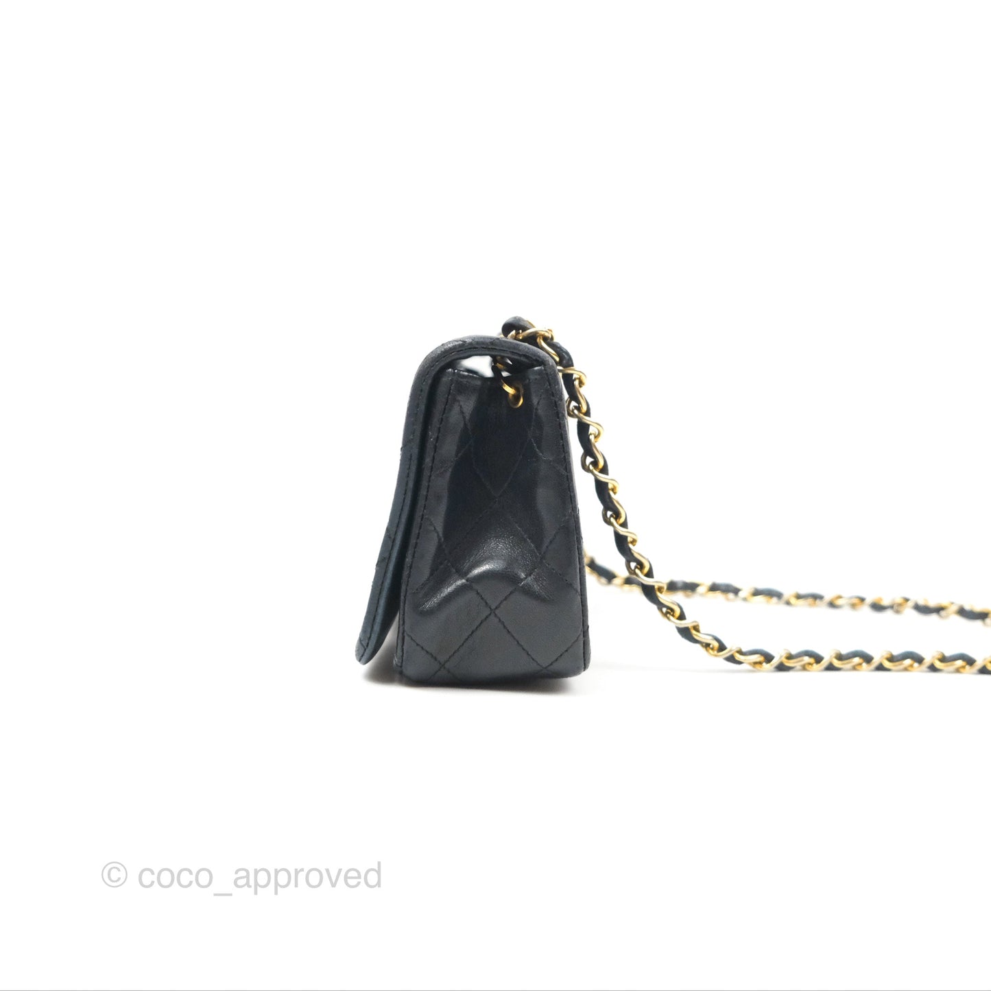 Chanel Vintage Mini Single Full Flap Bag Black Lambskin 24K Gold Hardware