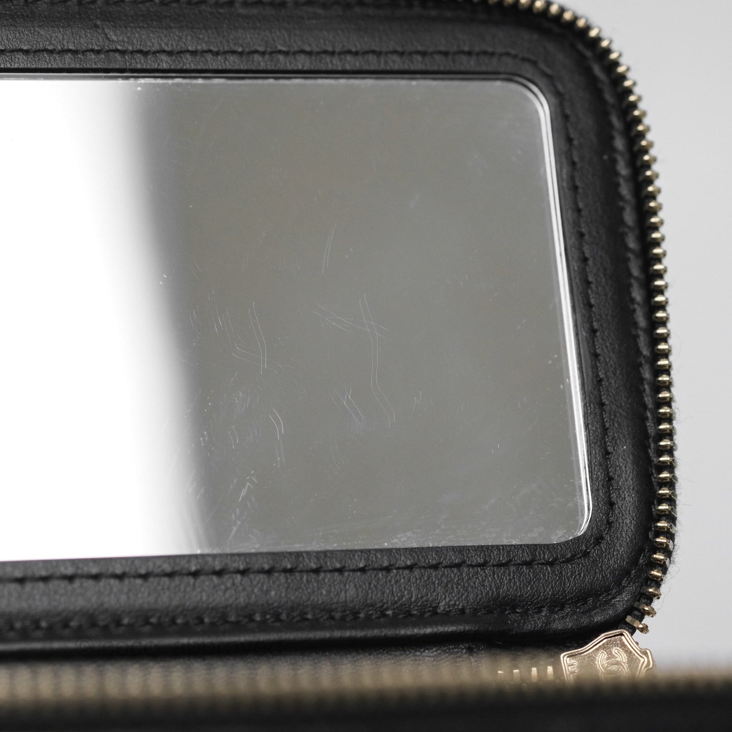 Chanel Logo Top Handle Vanity Rectangular Black Caviar Aged Gold Hardware