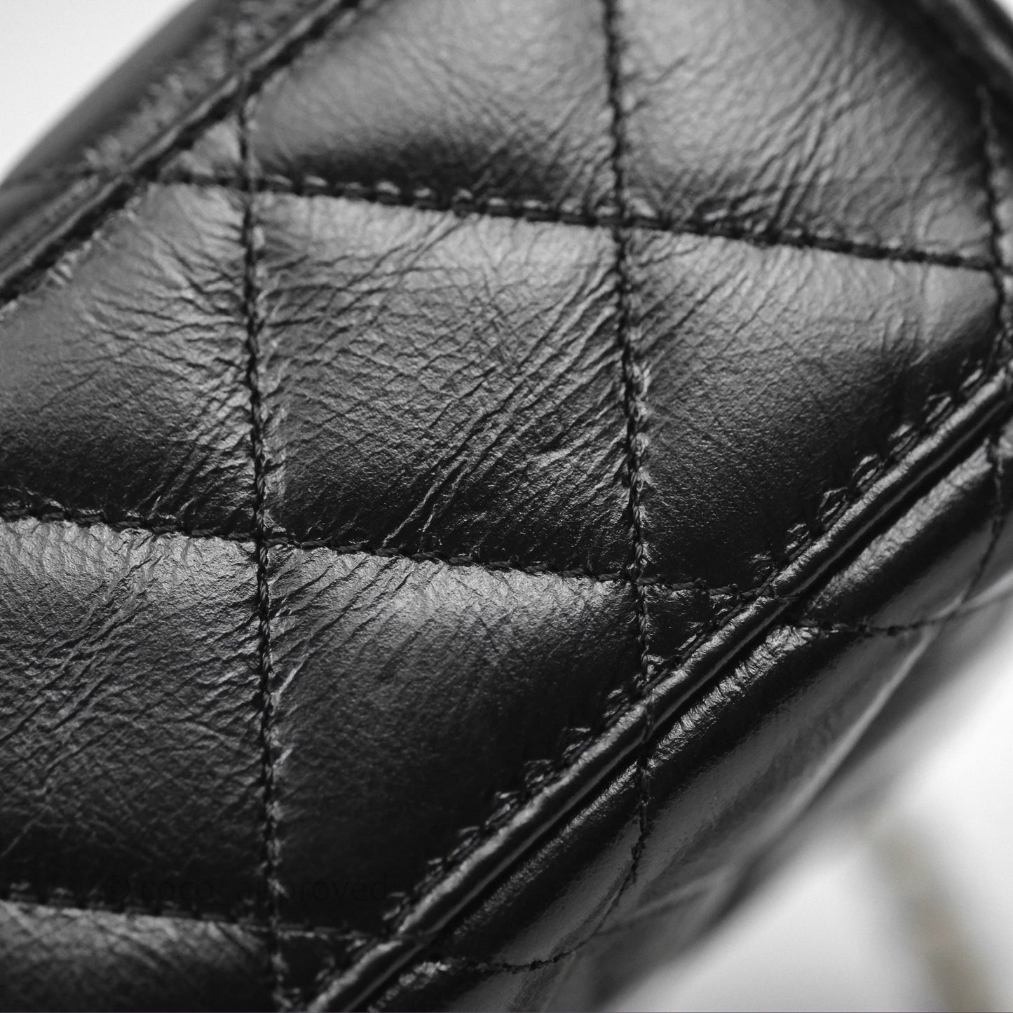 Chanel Kelly Bag Quilted Black Shiny Crumpled Calfskin Aged Gold Hardware