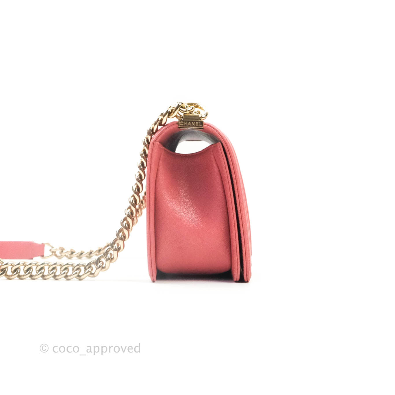 Chanel Boy Chevron Medium Pink Caviar Gold Hardware
