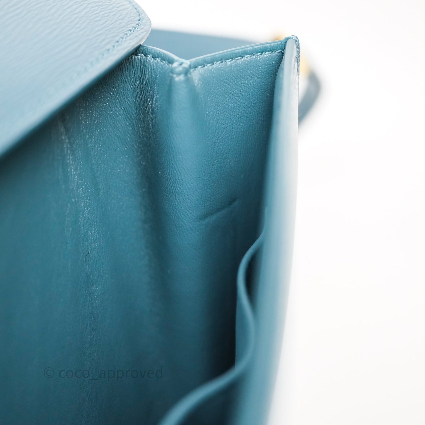 Celine Medium Classic Box Flap Blue Green Calfskin Gold Hardware