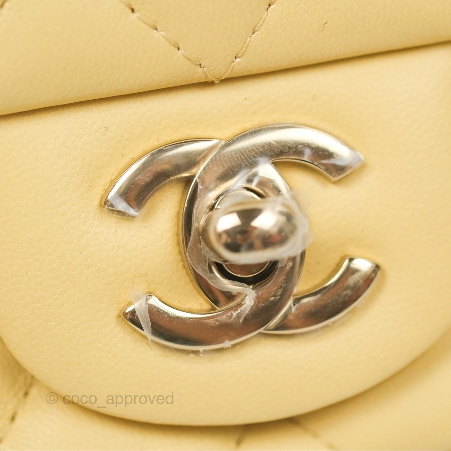 Chanel Mini Square Quilted Yellow Lambskin Gold Hardware