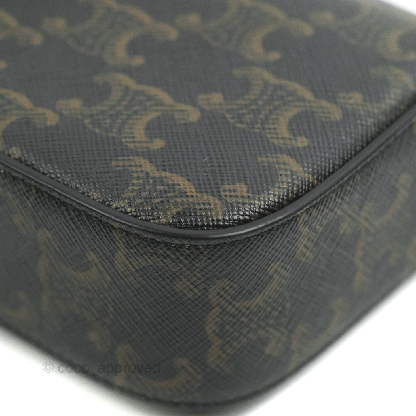 Celine Tan Canvas Calfskin Mini Triomphe