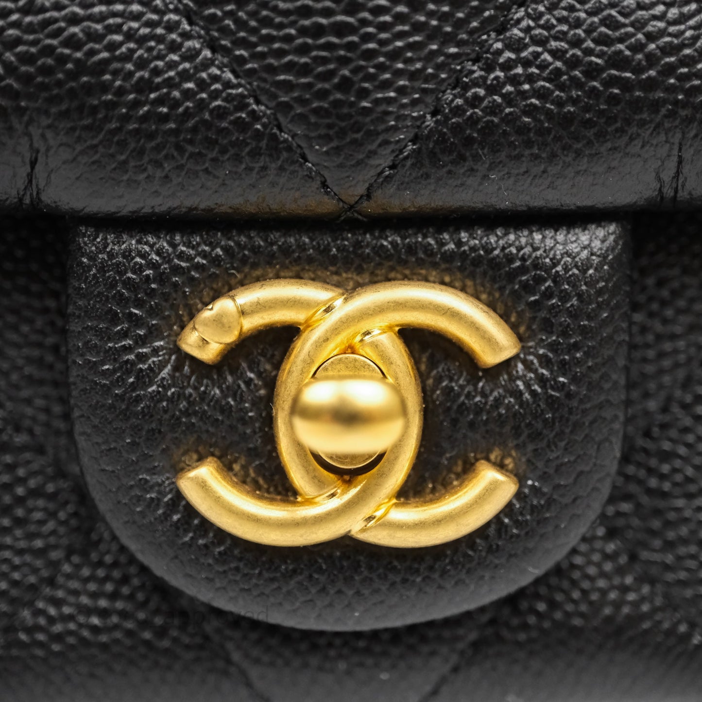 Chanel Mini Flap Bag Heart Adjustable Chain Black Caviar Aged Gold Hardware