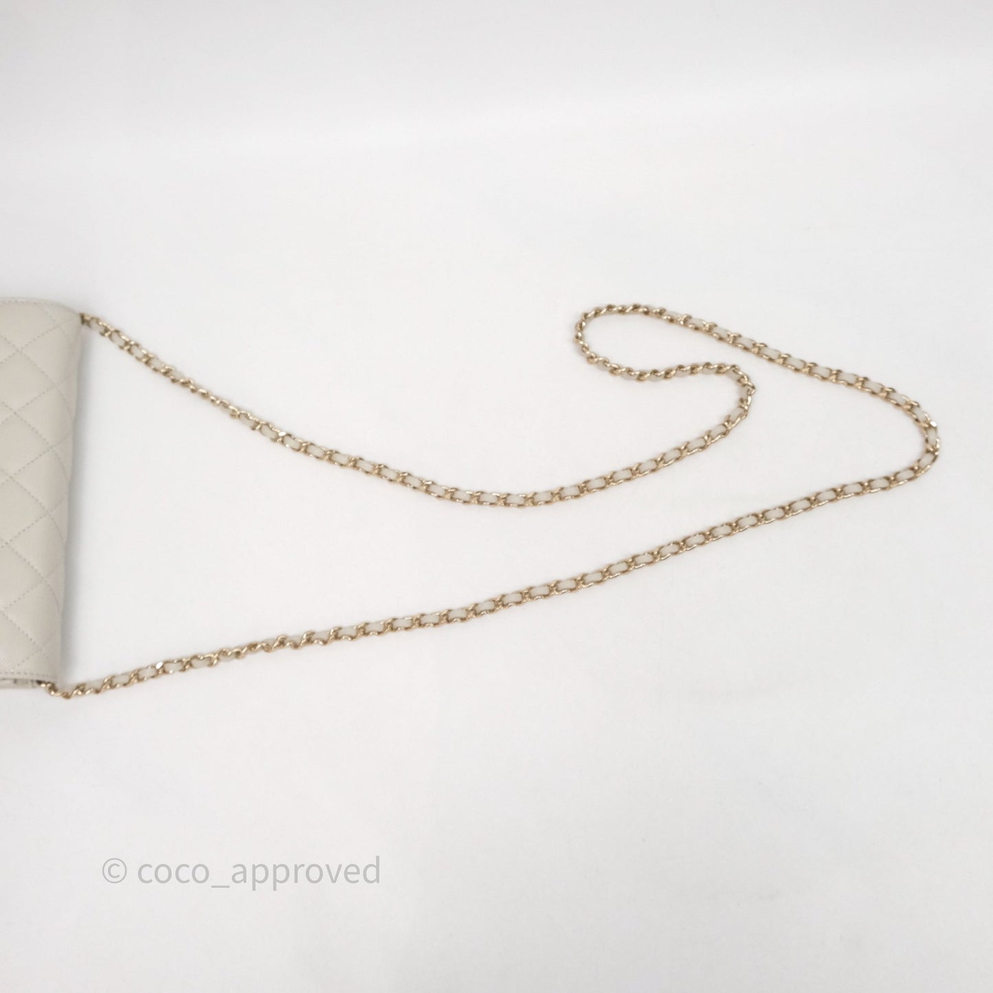 Chanel Quilted Wallet on Chain WOC Light Grey Caviar Gold Hardware 24S
