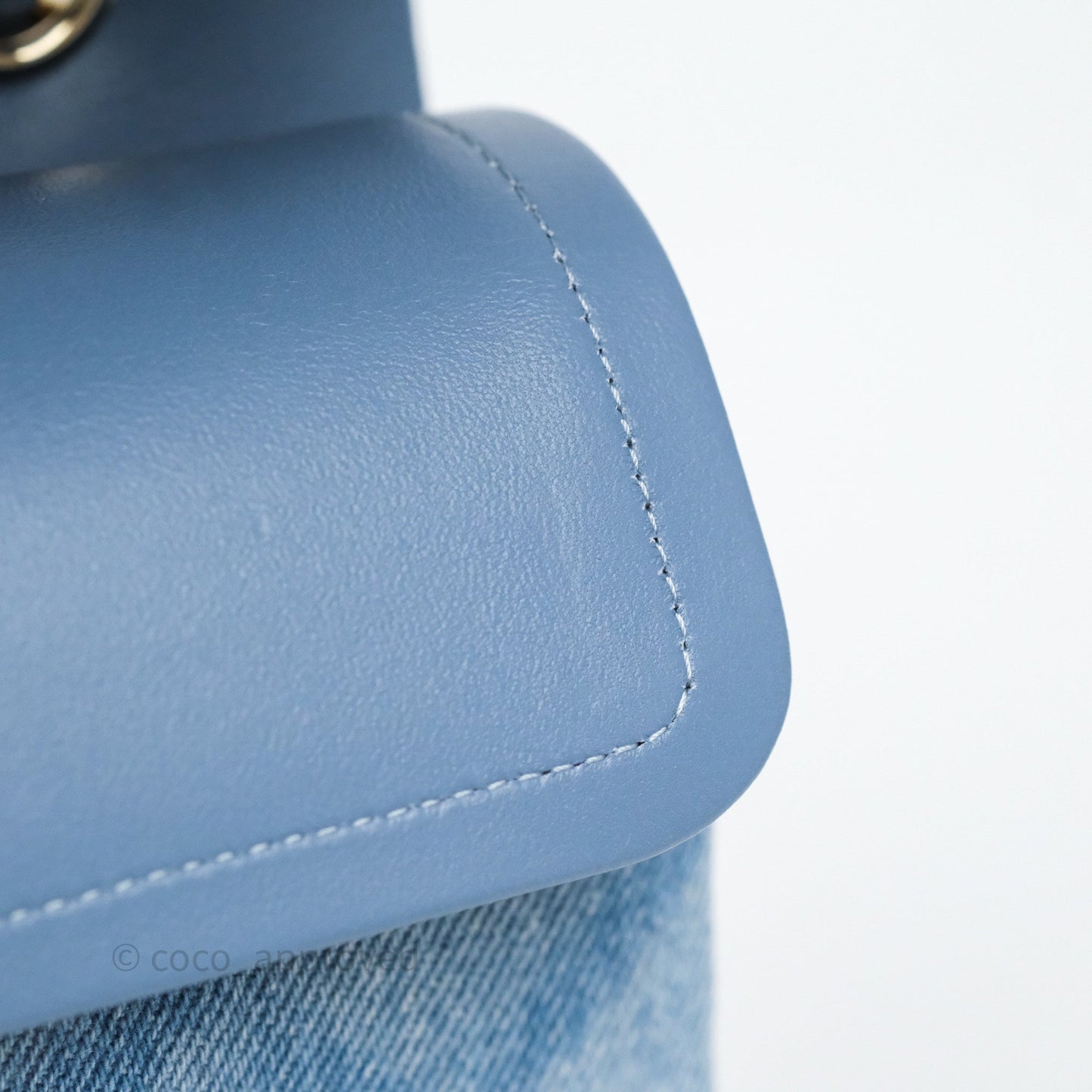 Chanel Small Double Flap Blue Printed Quilted Denim Gold Hardware