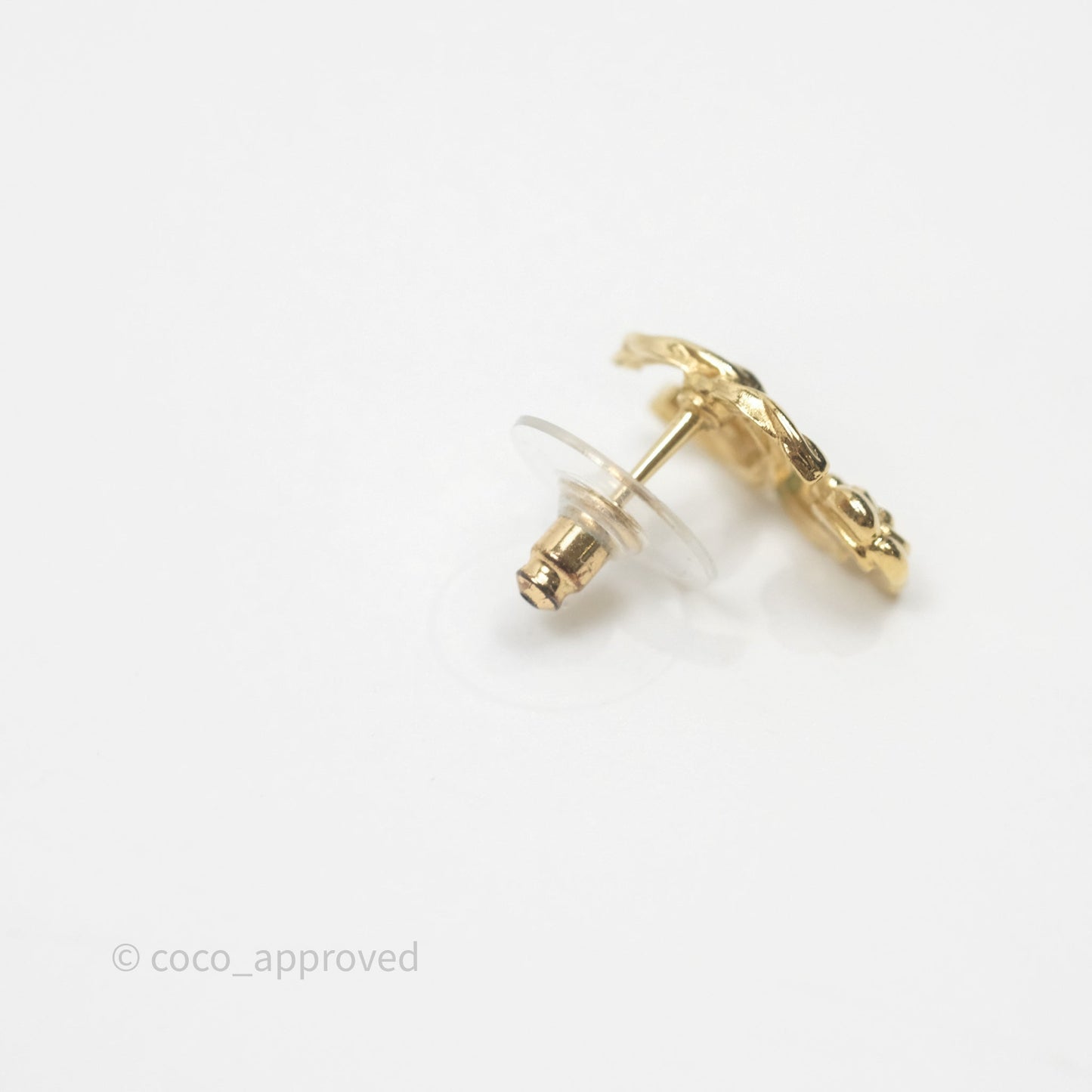 Chanel CC Camellia Earrings Gold Tone 22A