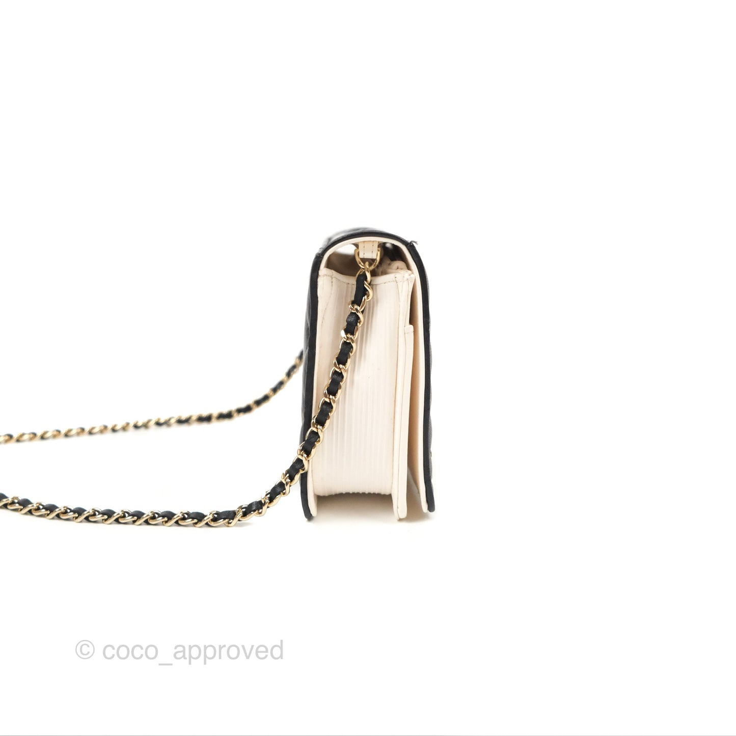 Chanel Quilted Book Wallet on Chain WOC Black Lambskin Gold Hardware