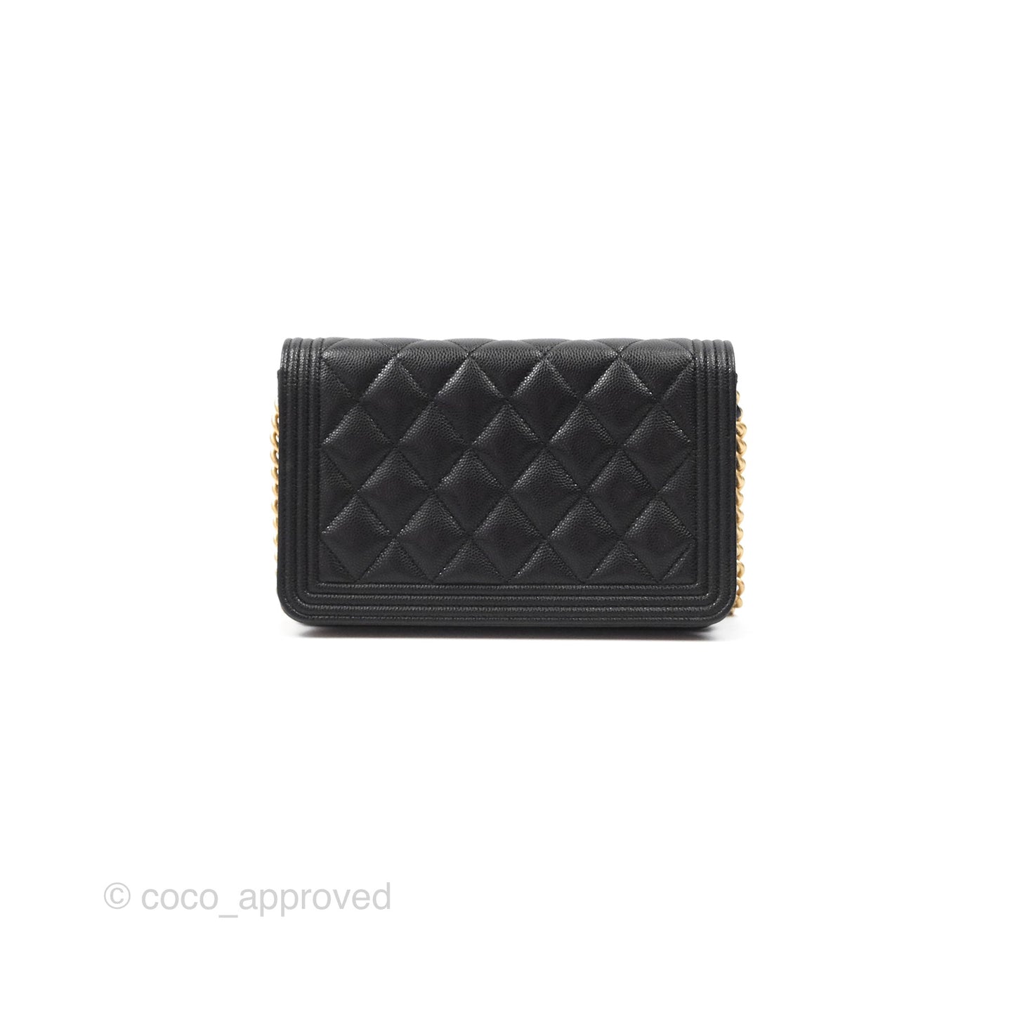 Chanel Quilted Boy Wallet on Chain WOC Black Caviar Age Gold Hardware