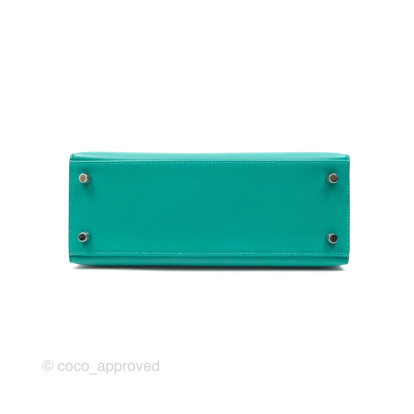 Hermès Sellier Kelly 25 Madame Leather Vert Verone U1/ Bleu De Prusse 7P Palladium Hardware