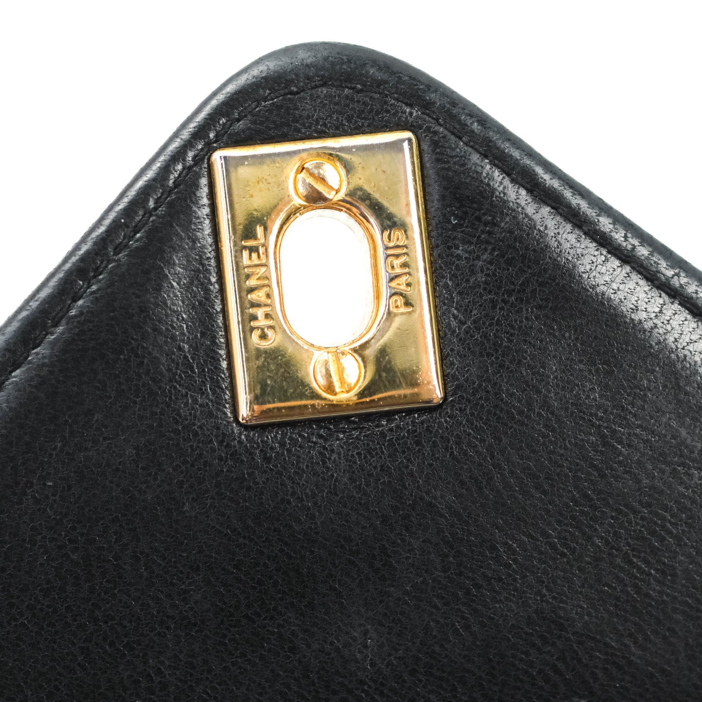 Chanel Vintage Chevron Black Single Flap Lambskin 24K Gold Hardware