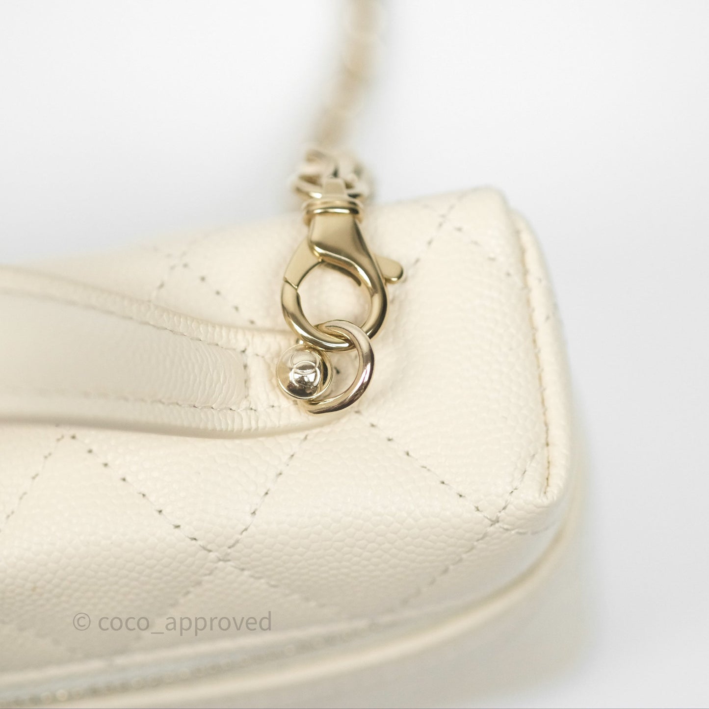 Chanel Top Handle Long Vanity with Chain Beige Caviar Gold Hardware 25C