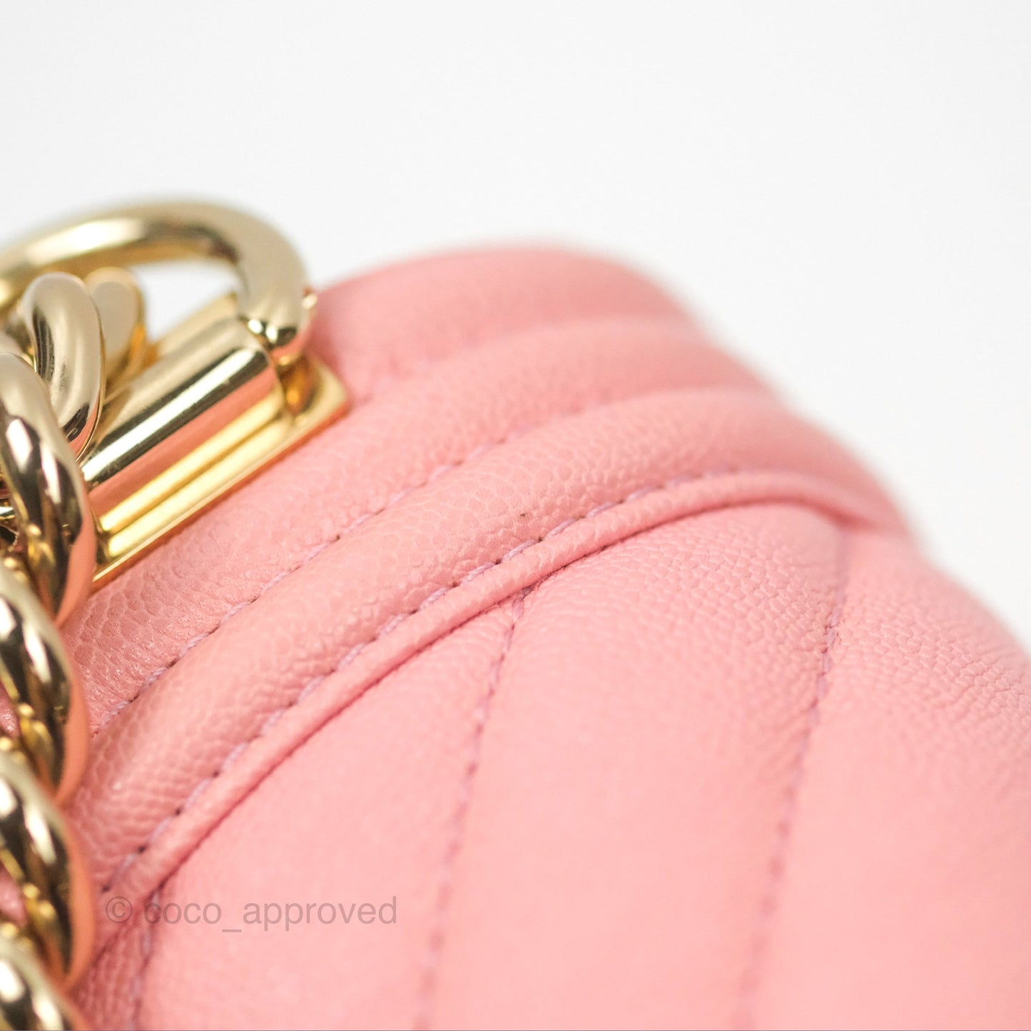 Chanel Boy Chevron Medium Pink Caviar Gold Hardware