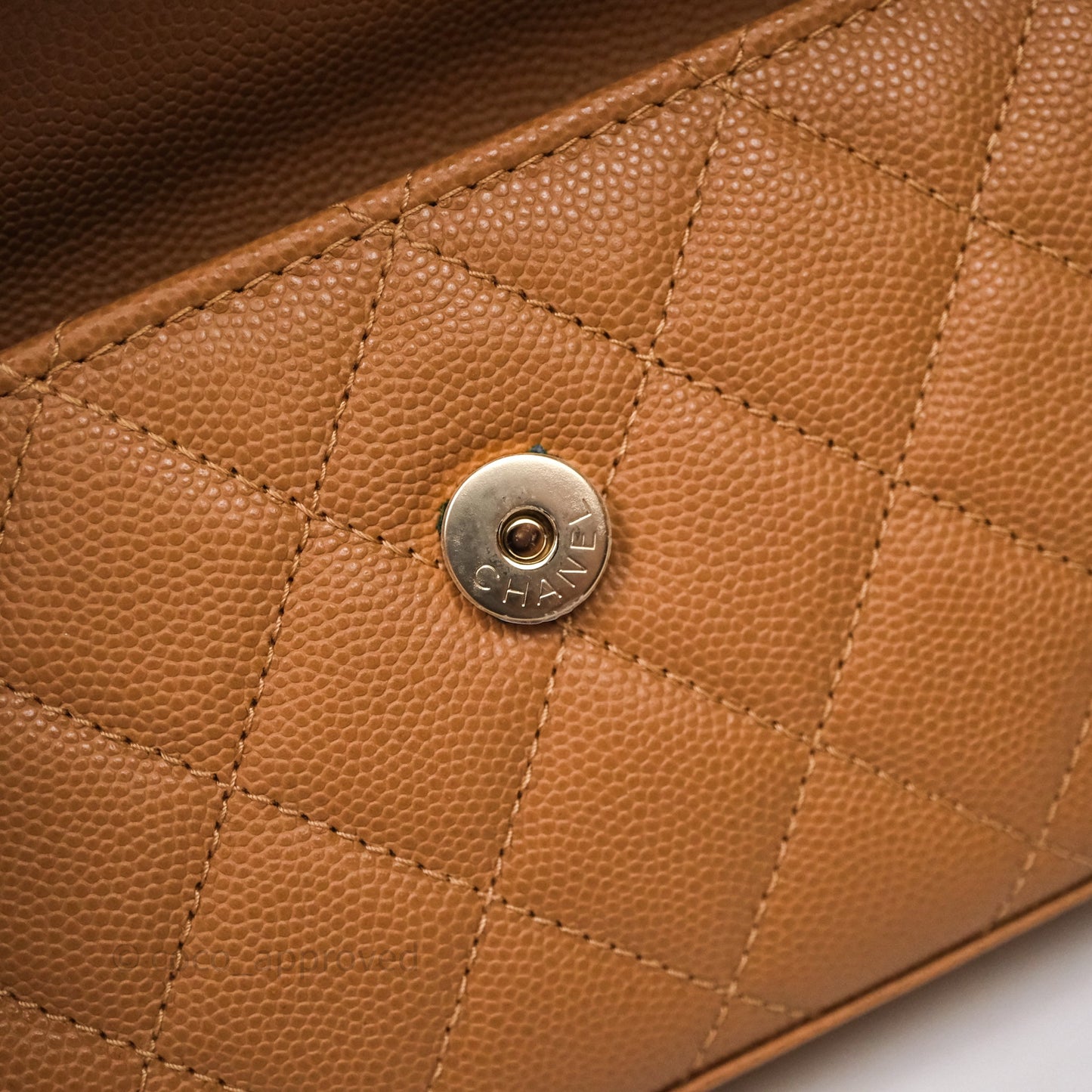 Chanel Kelly Clutch Top Handle Dark Beige Caviar Bag Light Gold hardware