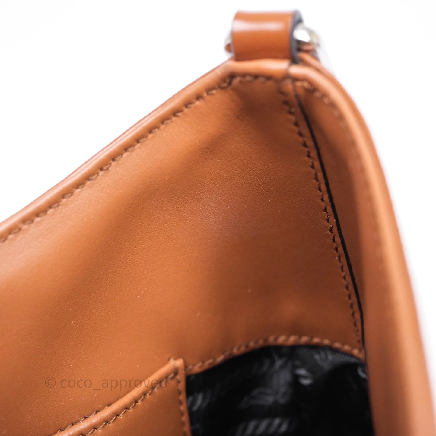 Prada Cleo Brushed Leather Shoulder Bag Brown