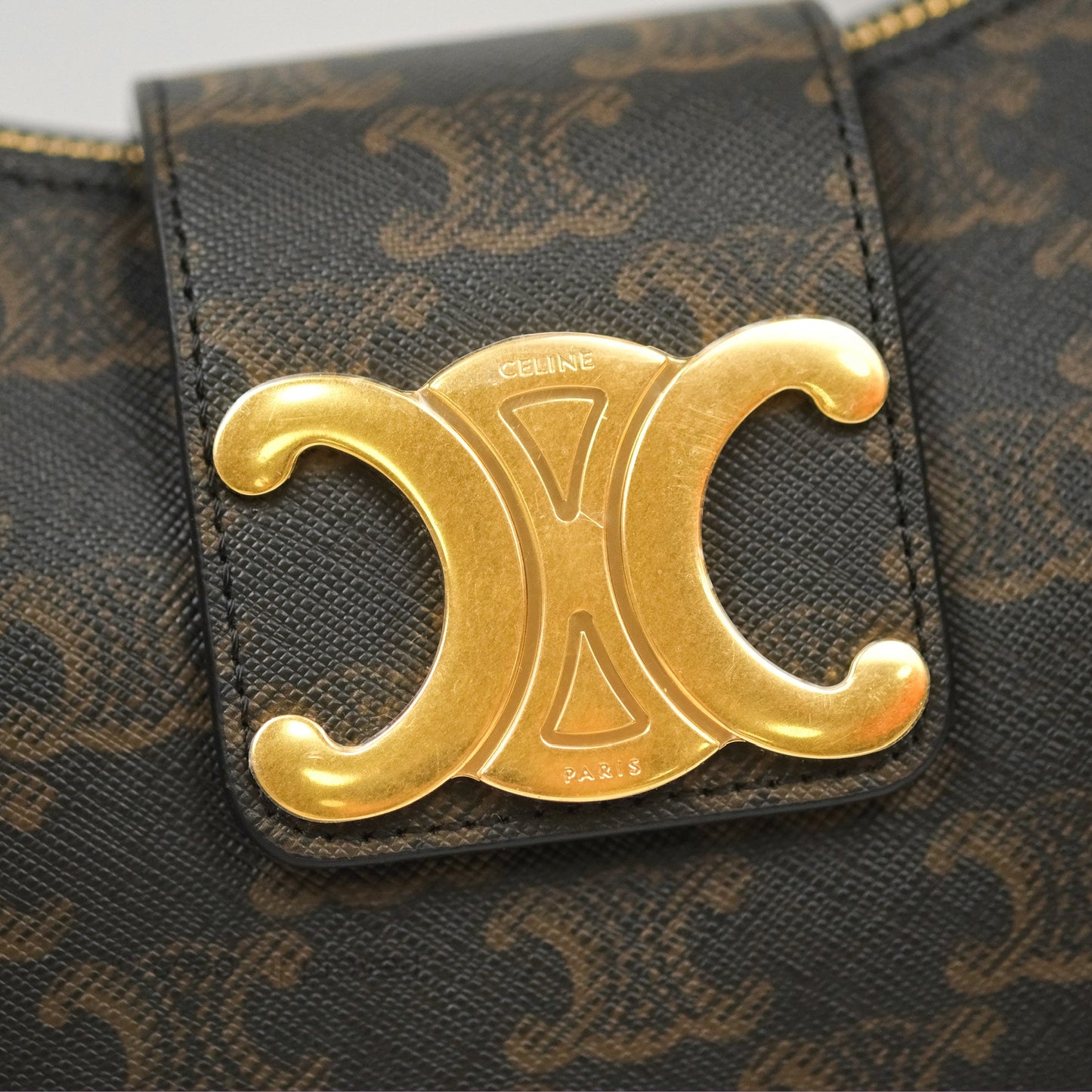 Celine Medium Ava Triomphe Bag Triomphe Canvas Tan Calfskin