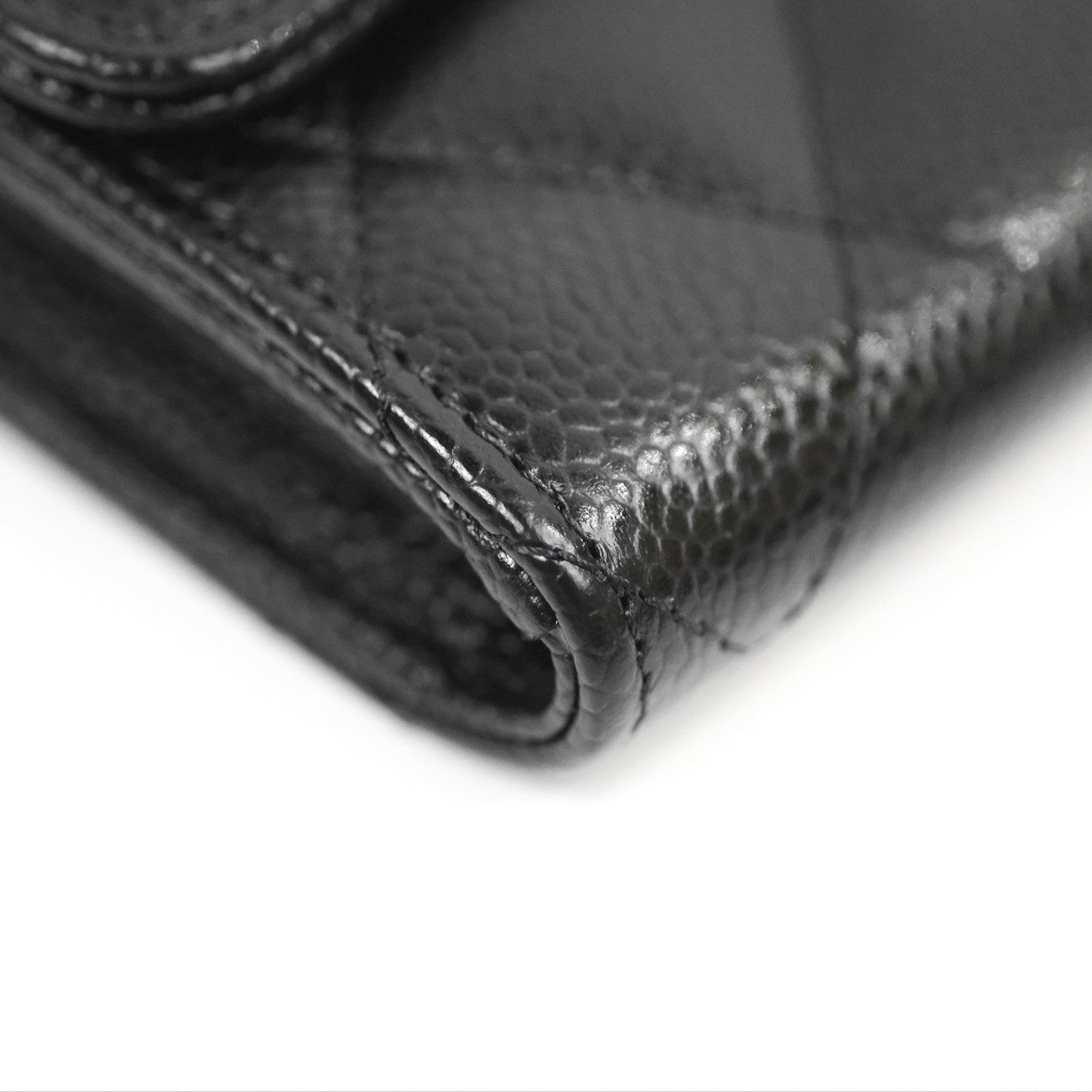 Chanel Quilted Classic Zip Long Wallet Black Caviar Silver Hardware