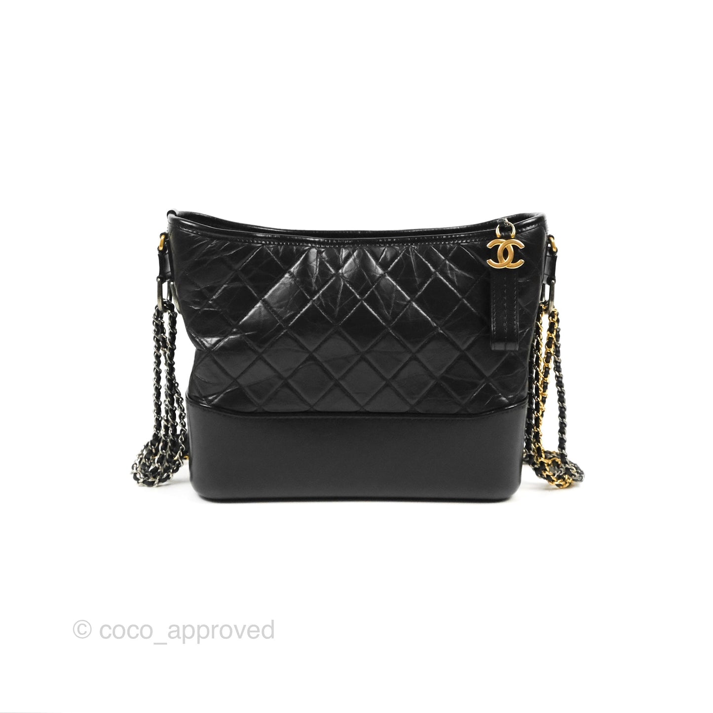 Chanel Medium Gabrielle Hobo Quilted Black Aged Calfskin Mixed Hardware