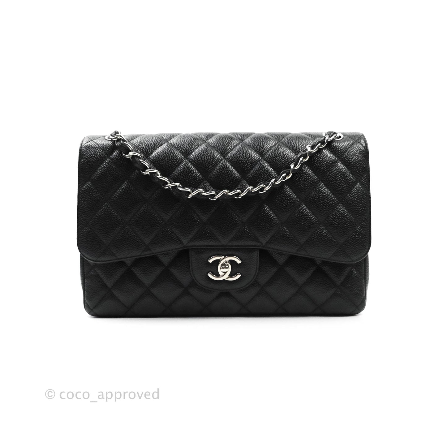 Chanel Jumbo Double Flap Black Caviar Silver Hardware⁣⁣
