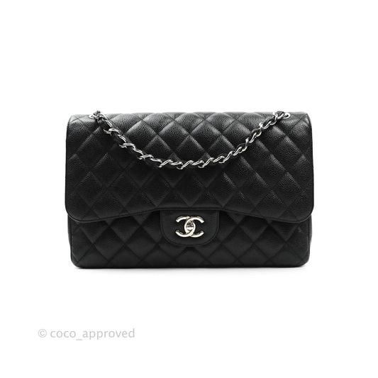 Chanel Jumbo Double Flap Black Caviar Silver Hardware⁣⁣