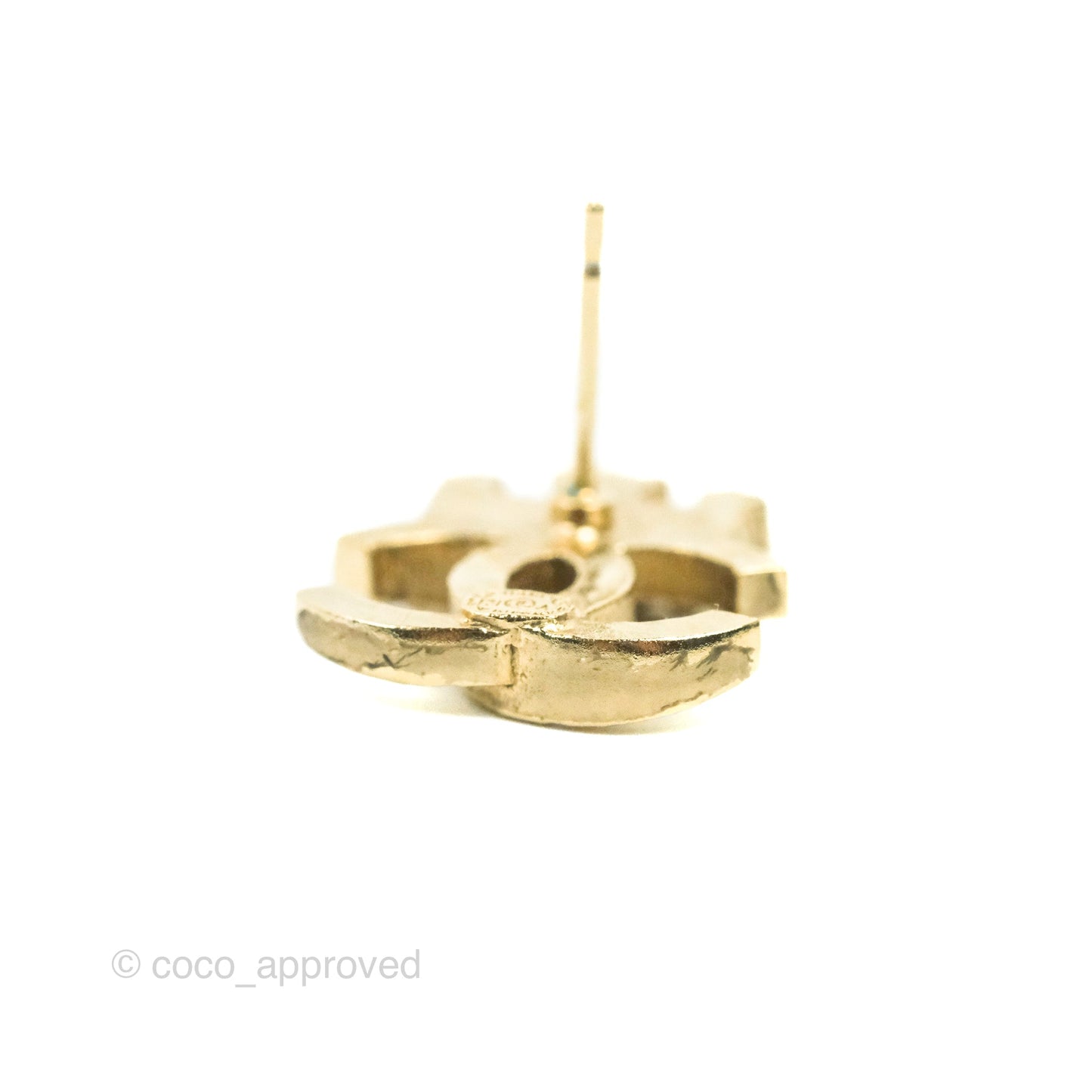 Chanel CC Crystal Crown Earrings Gold 21A