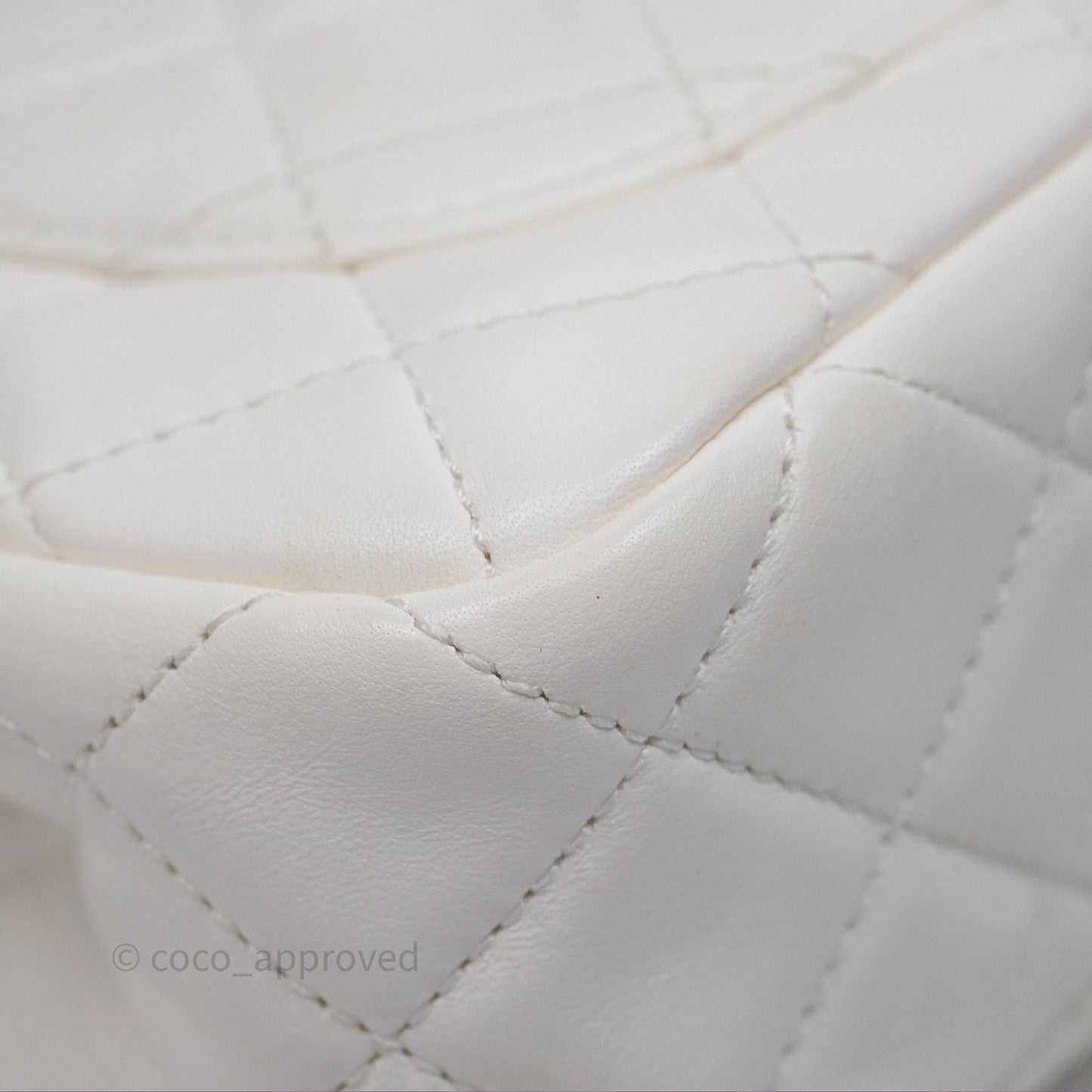 Chanel Mini Rectangular Pearl Crush Quilted White Lambskin Aged Gold Hardware