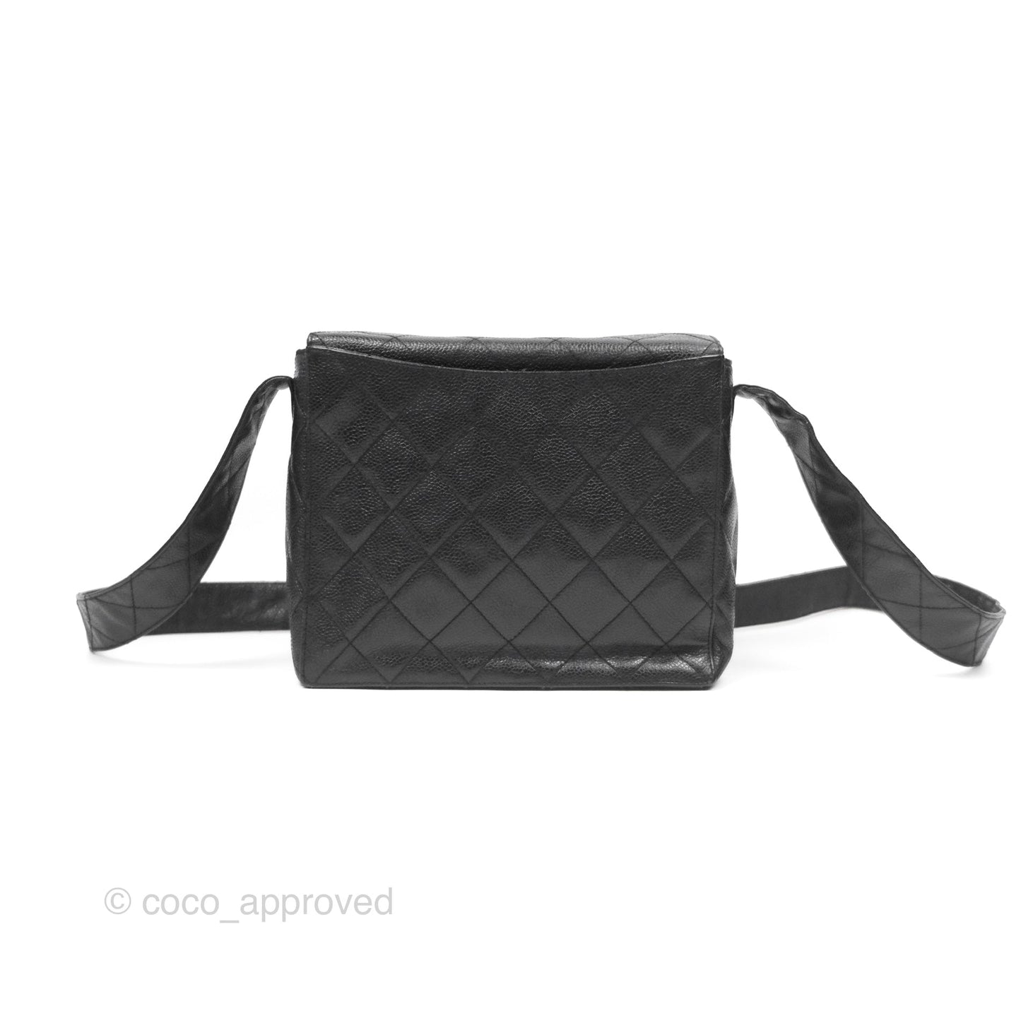 Chanel Vintage Quilted Shoulder Bag Black Caviar 24K Gold Hardware