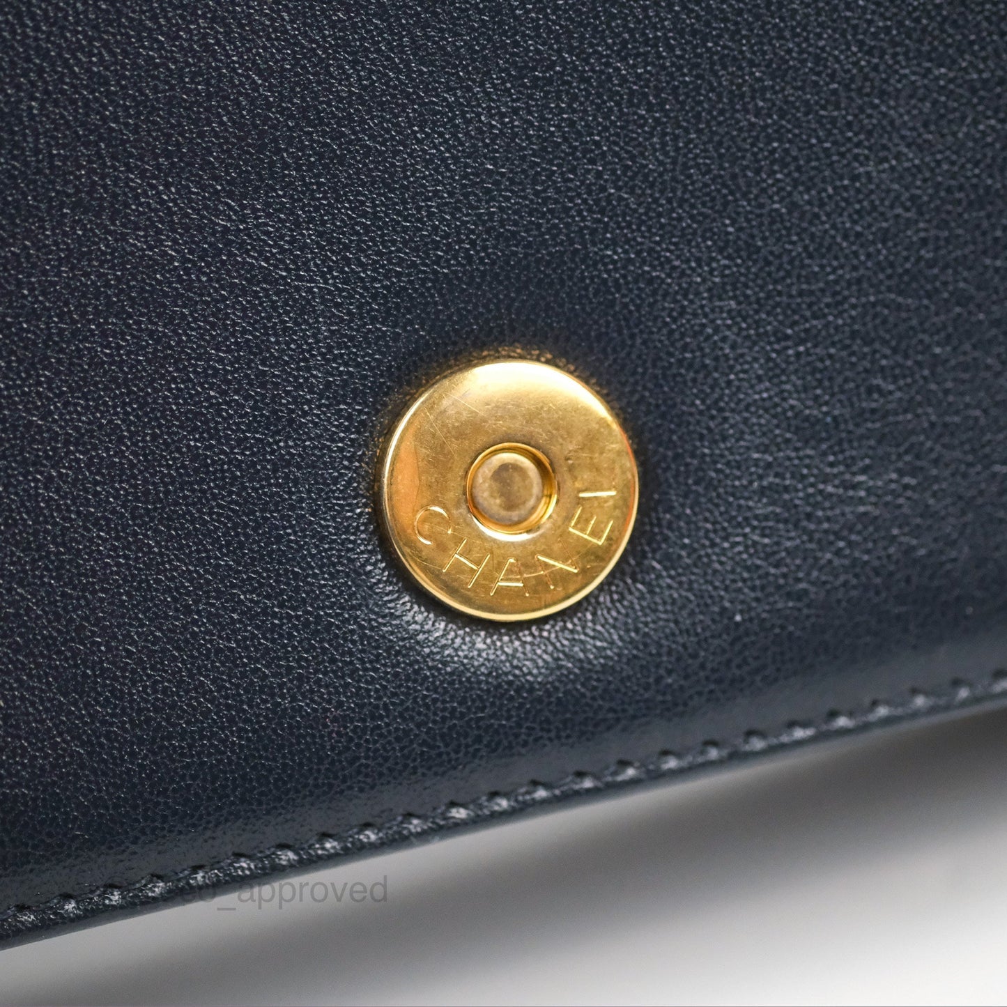 Chanel Mini Collar and Tie Flap Bag Chevron Navy Sheepskin Aged Gold Hardware