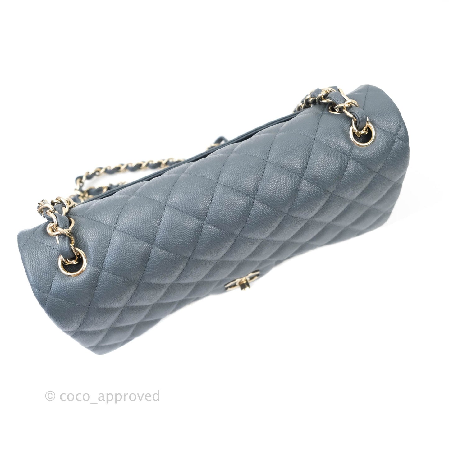 Chanel Jumbo Double Flap Grey Caviar Gold Hardware⁣⁣ 18B