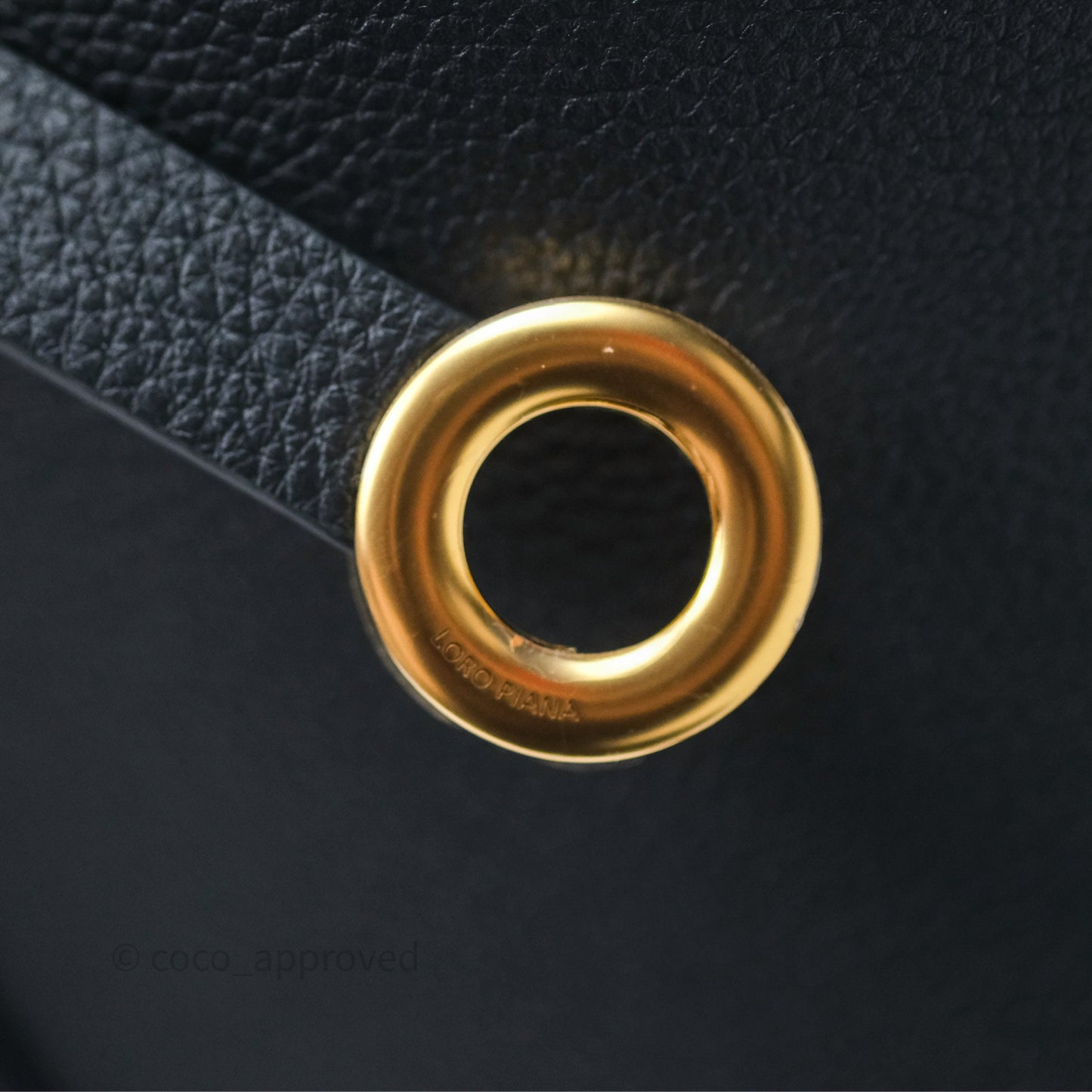 Loro Piana Ghiera Shopper Small Blue Navy Calfskin Sun Gold Hardware