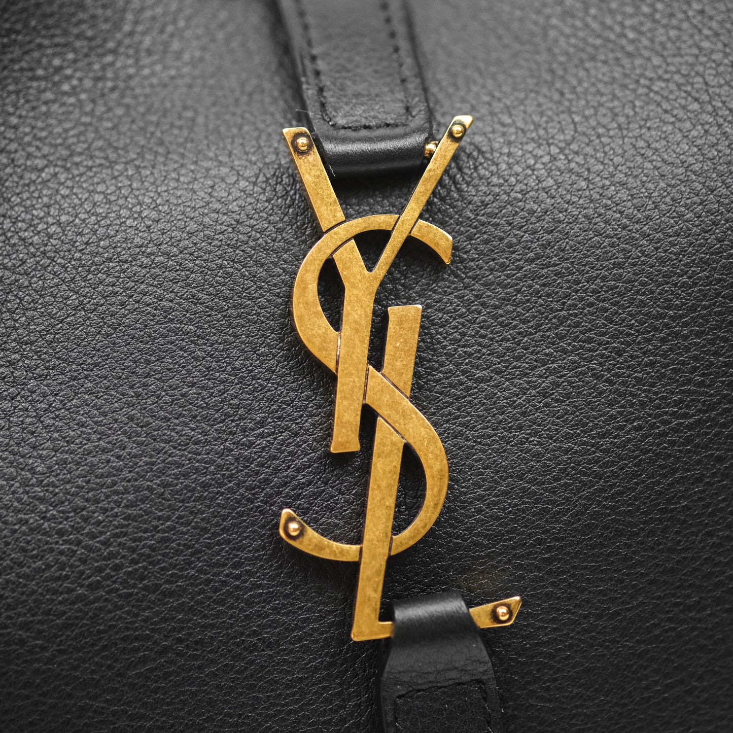 Saint Laurent LE 5 à 7 Supple Small Black Grained Leather Gold Hardware