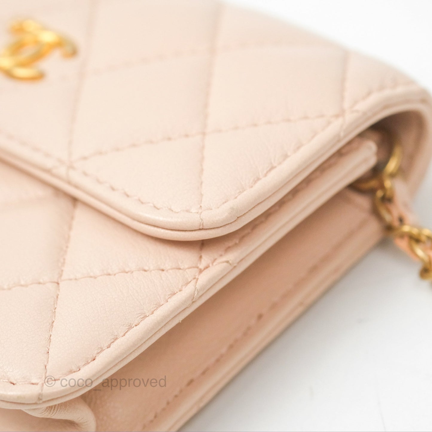 Chanel Mini Pearl Crush Clutch With Chain Belt Rose Clair Pink Aged Gold Hardware