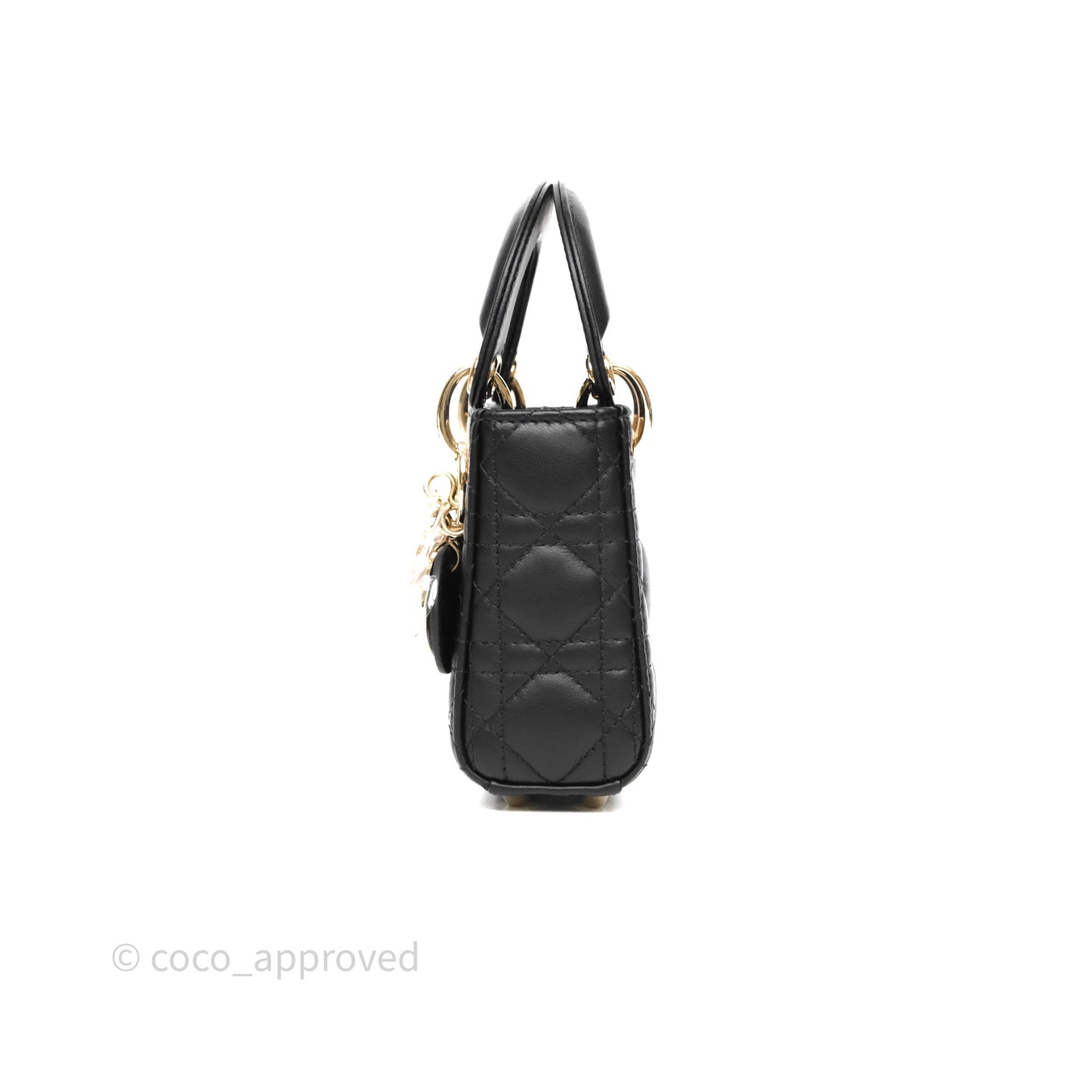 Christian Dior Micro Lady Dior Cannage Black Lambskin Gold Hardware