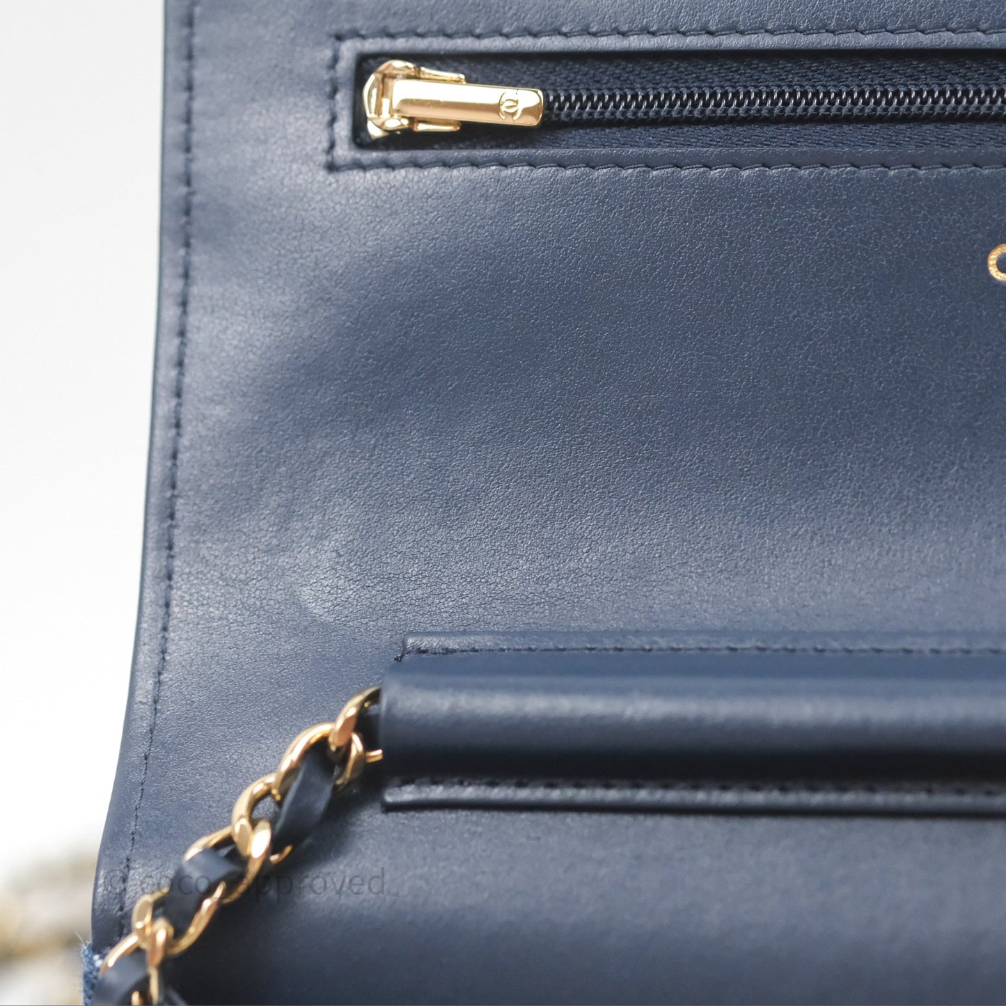 Chanel Quilted Classic Wallet on Chain WOC Denim Gold Hardware