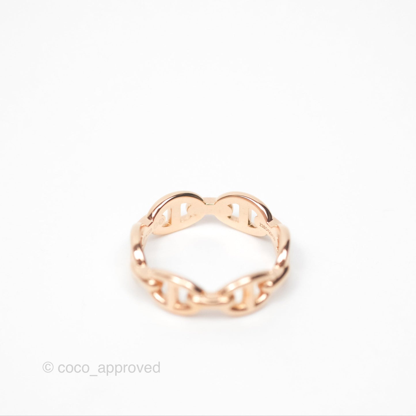 Hermès Chaine d'Ancre Enchainee Band Ring PM Rose Gold Size 51
