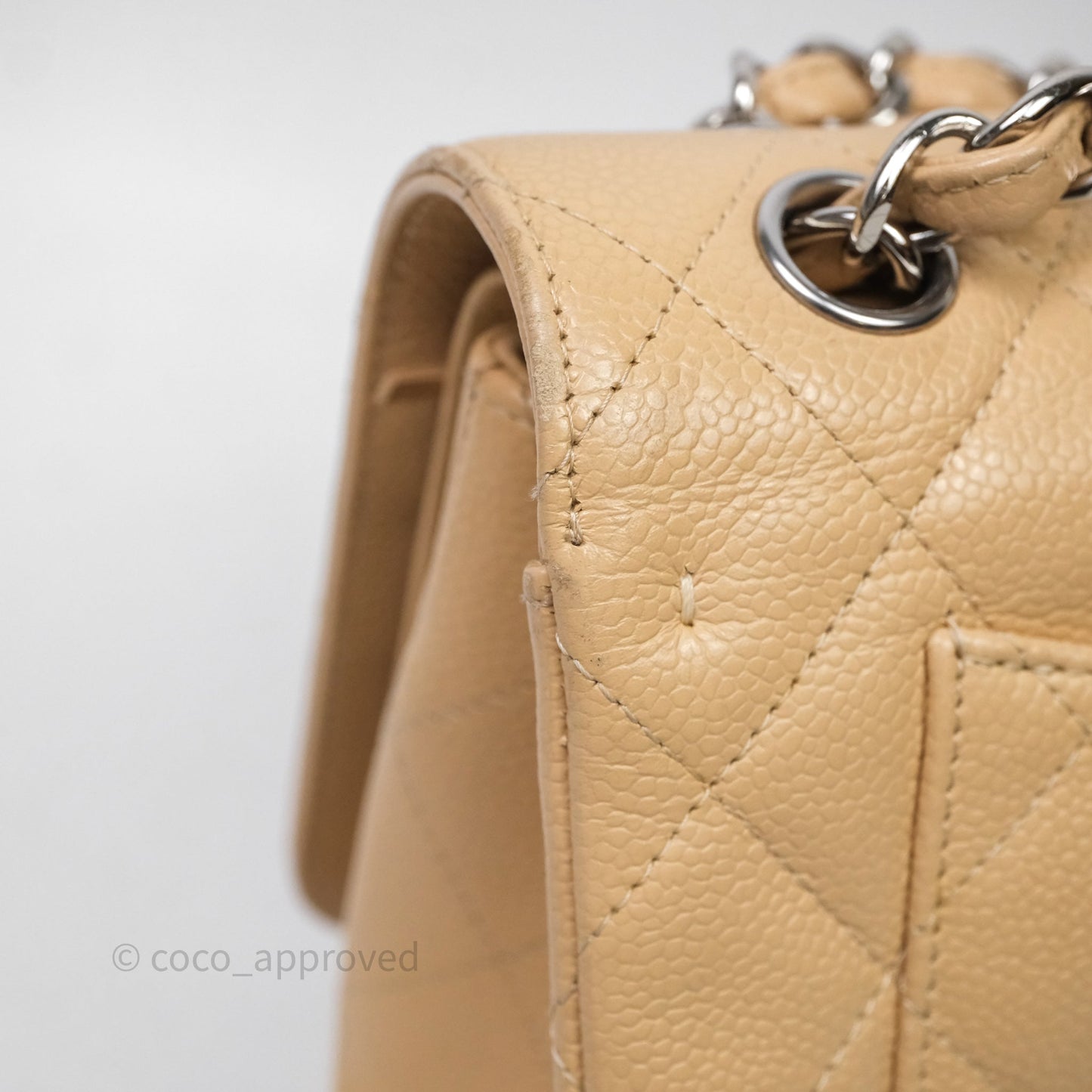 Chanel Jumbo Double Flap Beige Caviar Silver Hardware⁣⁣
