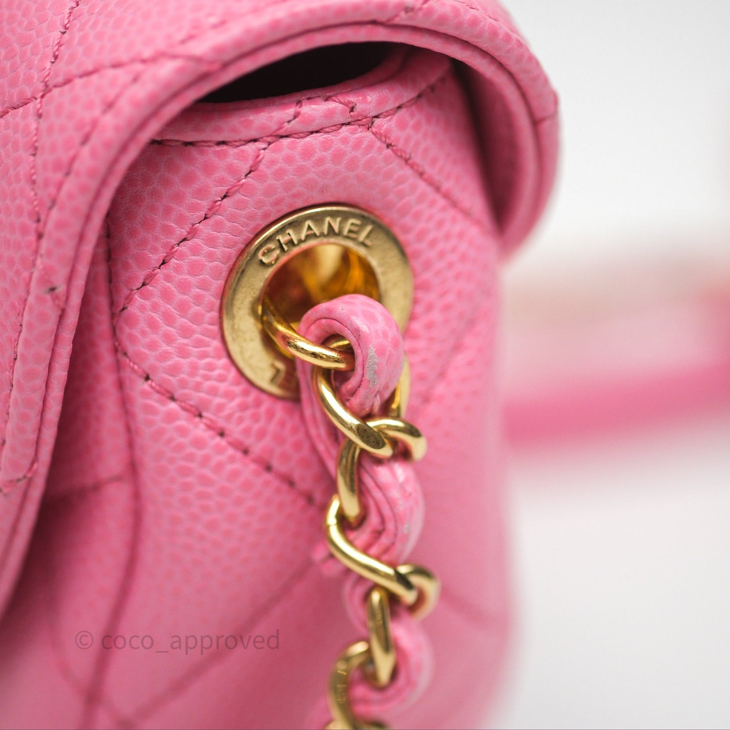 Chanel Quilted Mini Messenger Bag Pink Caviar Gold Hardware 23P